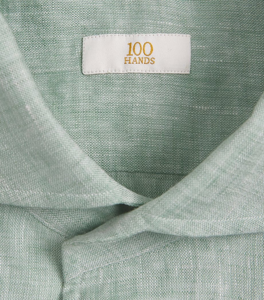 100HANDS Mens Linen Shirt Green Image 6