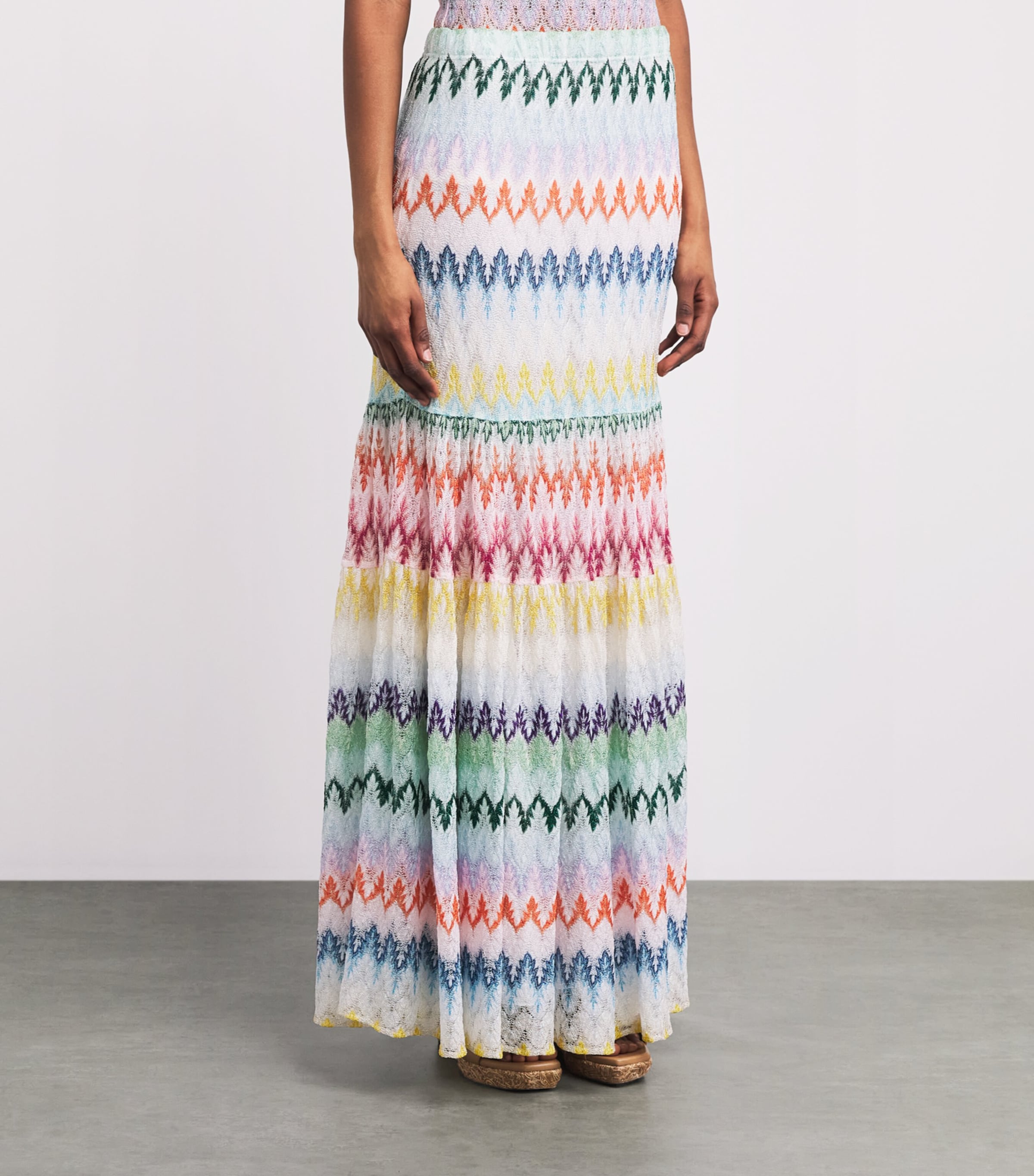 Missoni Womens Metallic Zigzag Maxi Skirt Mlti/white Bse Image 4