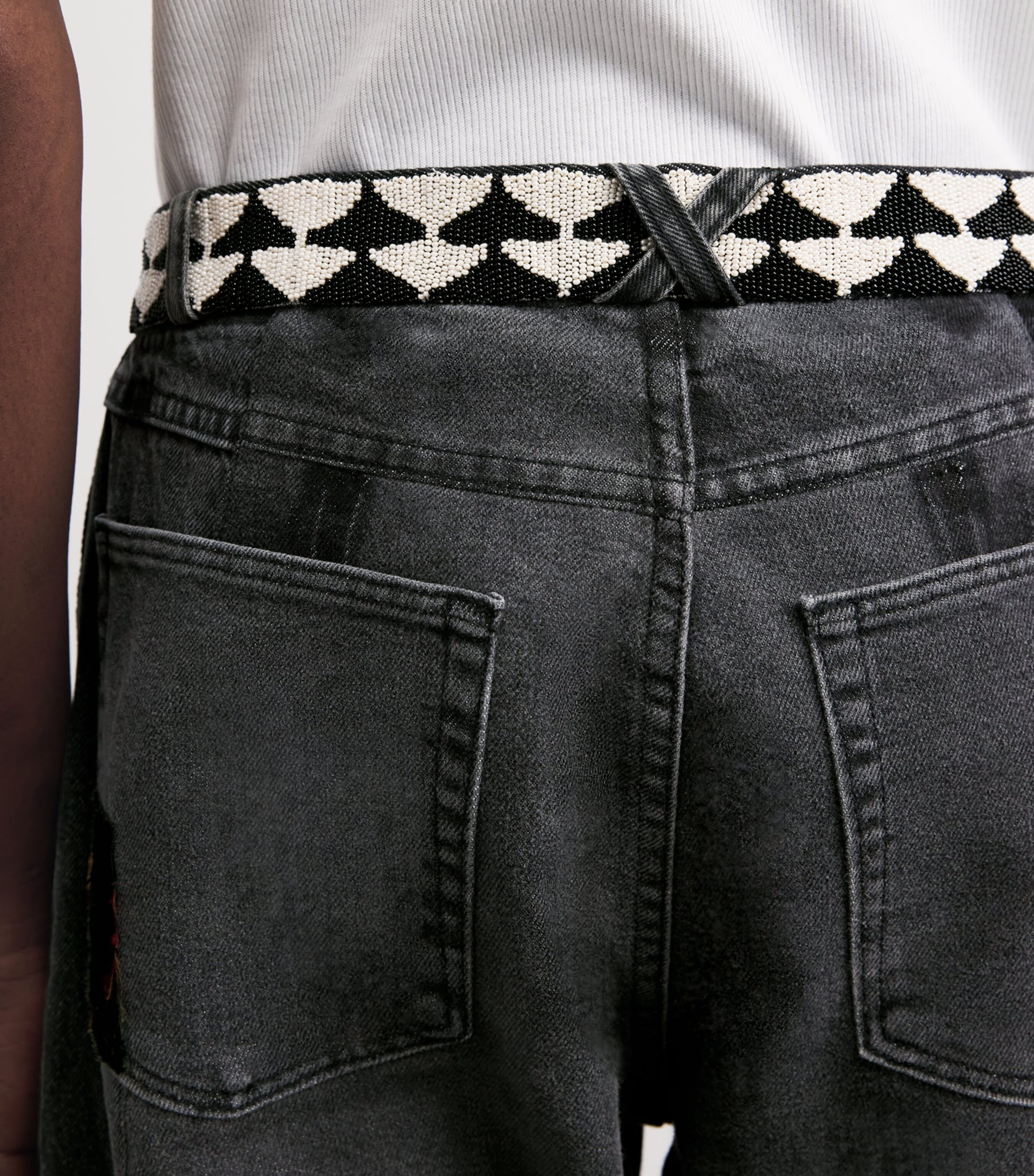 Kartik Research Mens Manali Patchwork Wide-Leg Jeans Black/orange/nvy/red Image 3