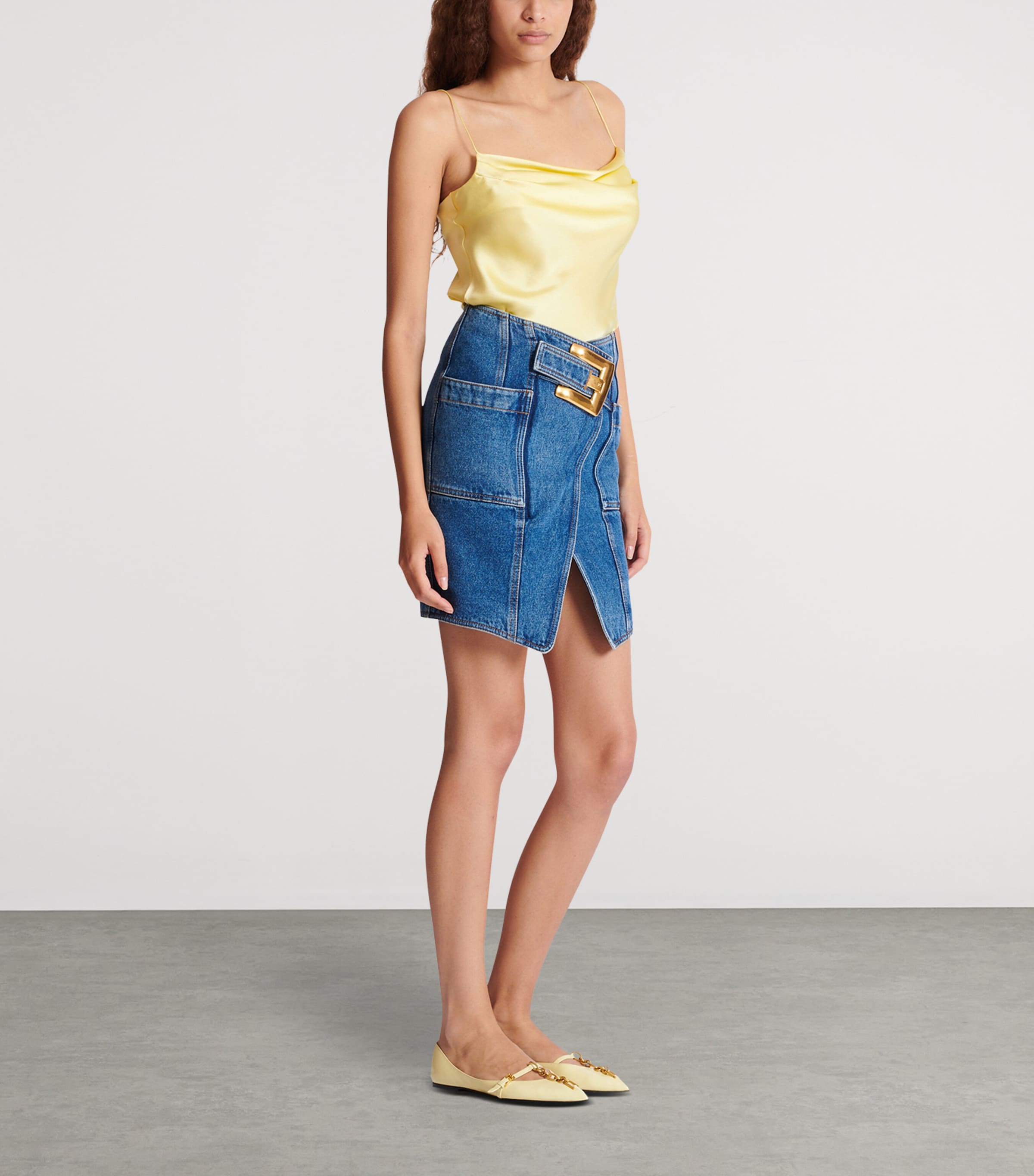 Denim Belted Mini Skirt 6EX BLEU JEAN FONCE Image 2