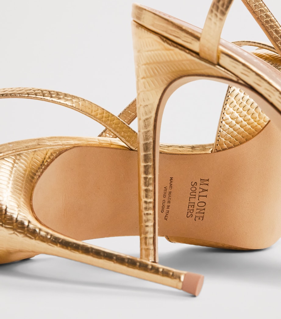 Malone Souliers x Harrods Exclusive Metallic Leather Embossed Valeria Slingback Pumps 90 Antique Gold Image 7