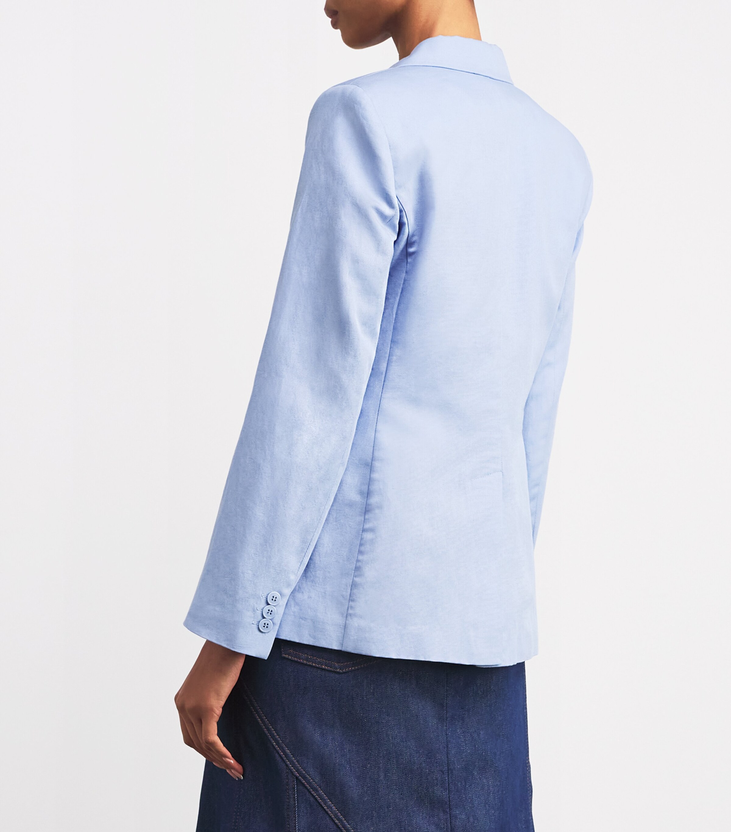 Weekend Max Mara Womens Cotton-Linen Single-Breasted Blazer Light Blue Image 4