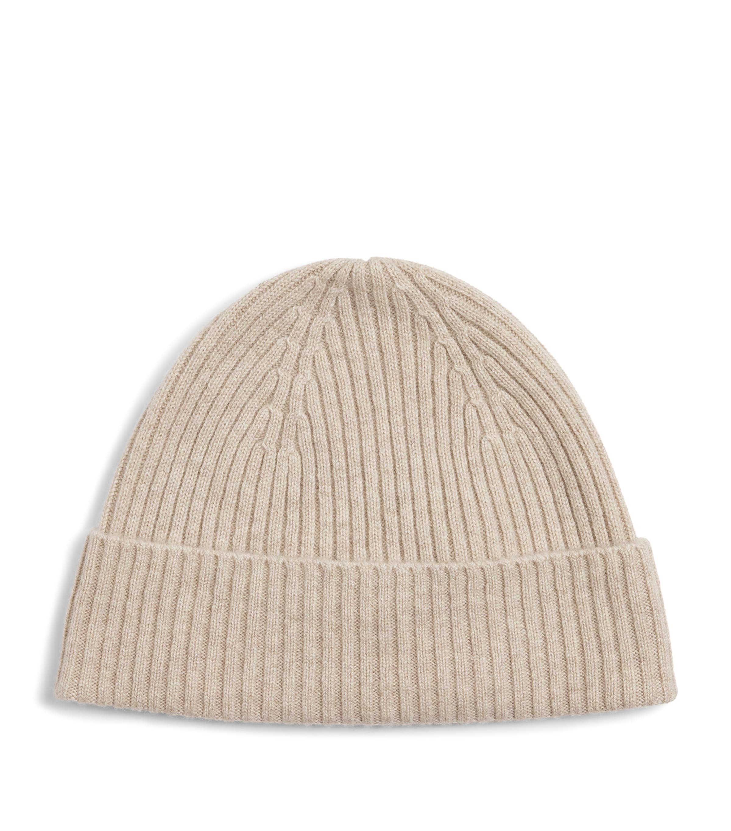 Harrods Cashmere Ribbed Beanie In Neutral