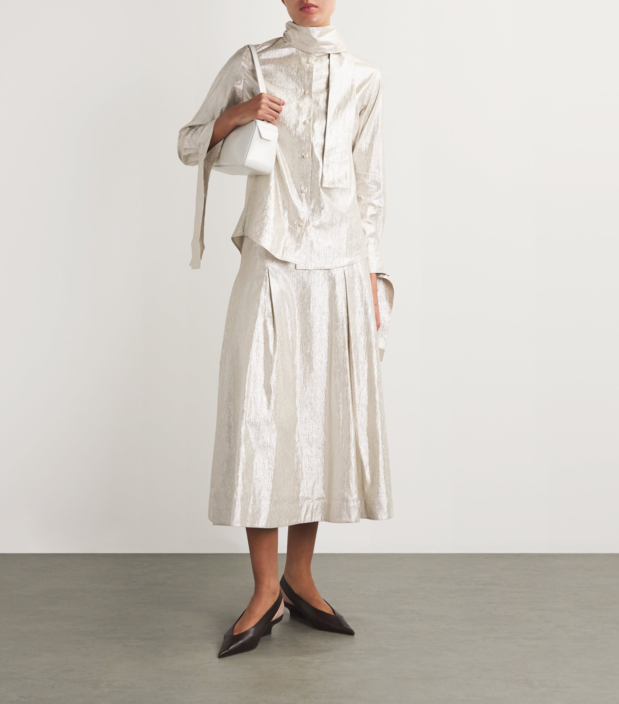 Honesty Opens Midi Skirt SILVER LINEN Image 2