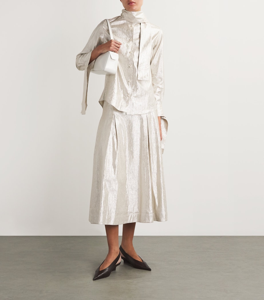 Honesty Opens Midi Skirt SILVER LINEN Image 2