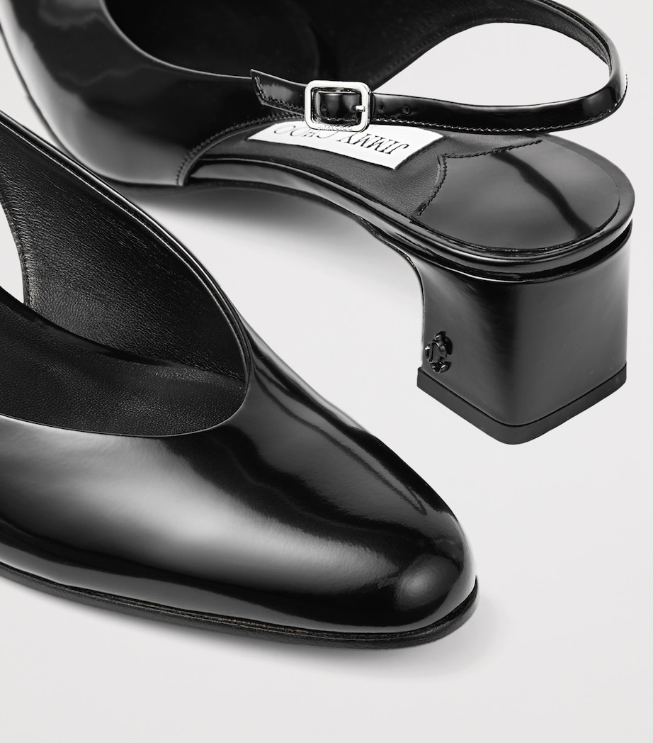 Jimmy Choo Womens Eyla 45 Leather Slingback Pumps Black Image 5