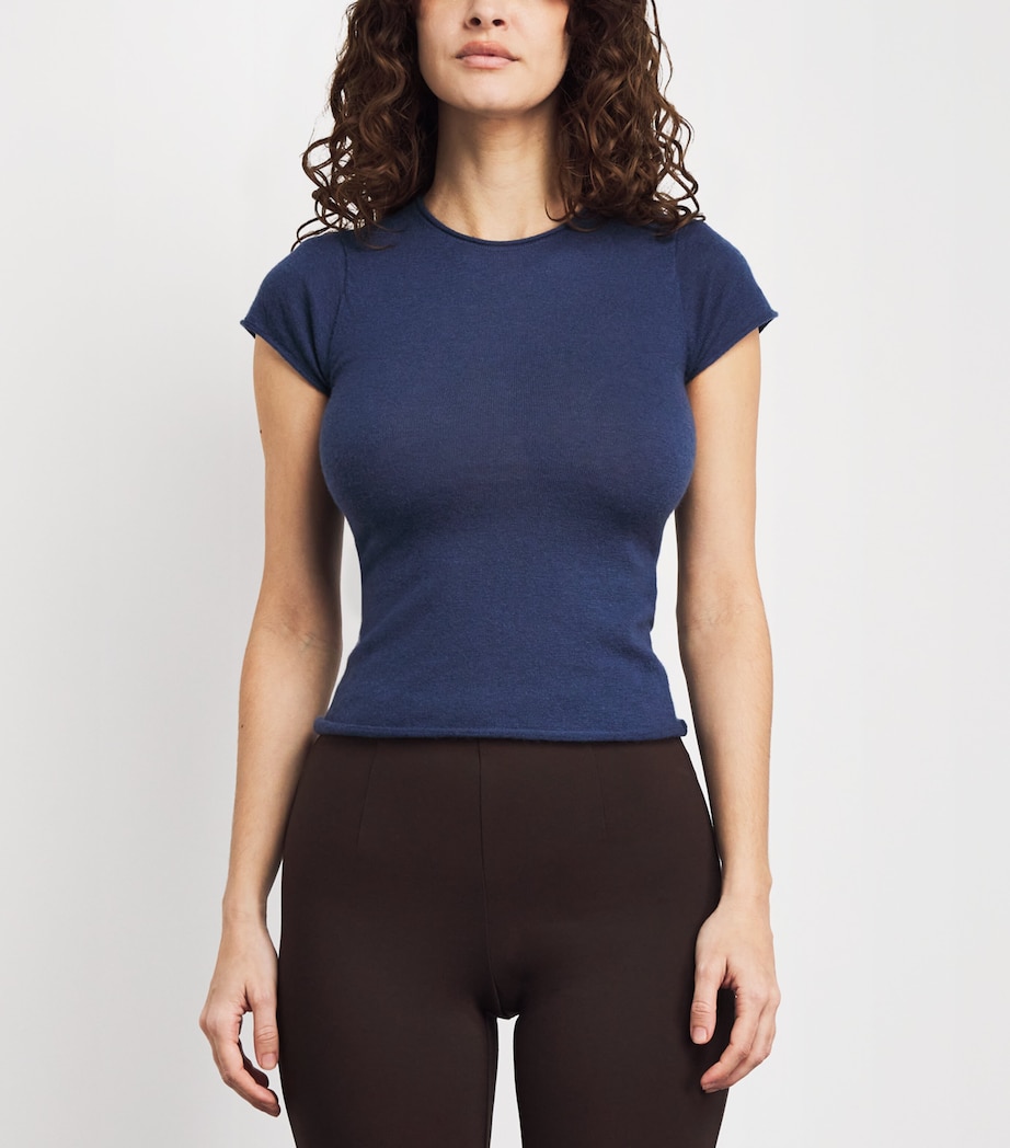 Skims Womens Cashmere T-Shirt Indigo Image 4