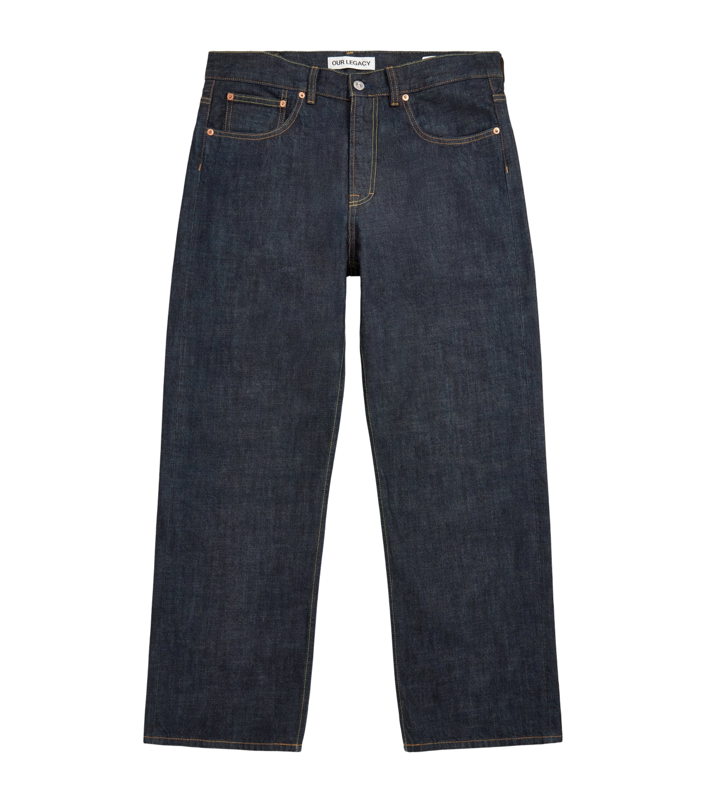 Our Legacy Mens Third Cut Wide-Leg Jeans Blue Selvedge Image 1