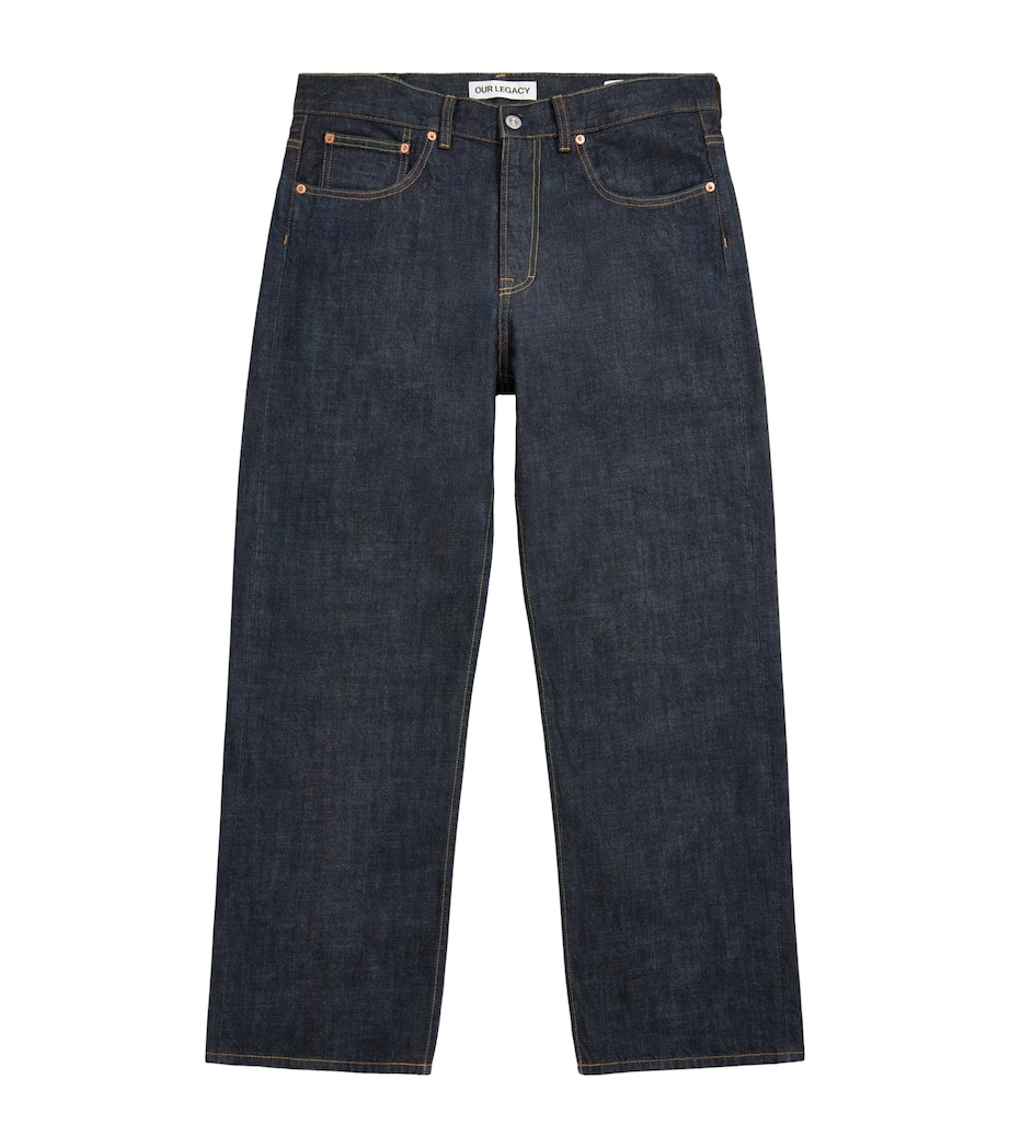 Our Legacy Mens Third Cut Wide-Leg Jeans Blue Selvedge Image 1