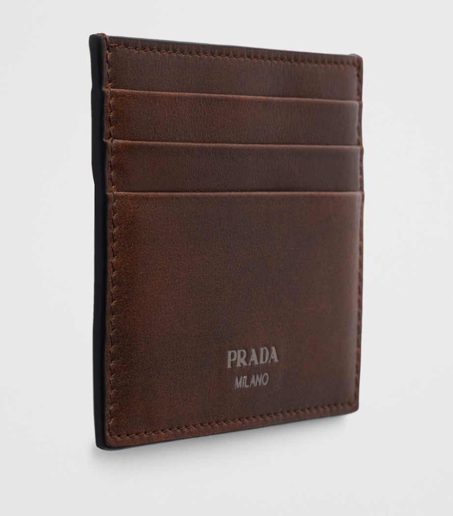 Prada Leather Card Holder Brown Image 2