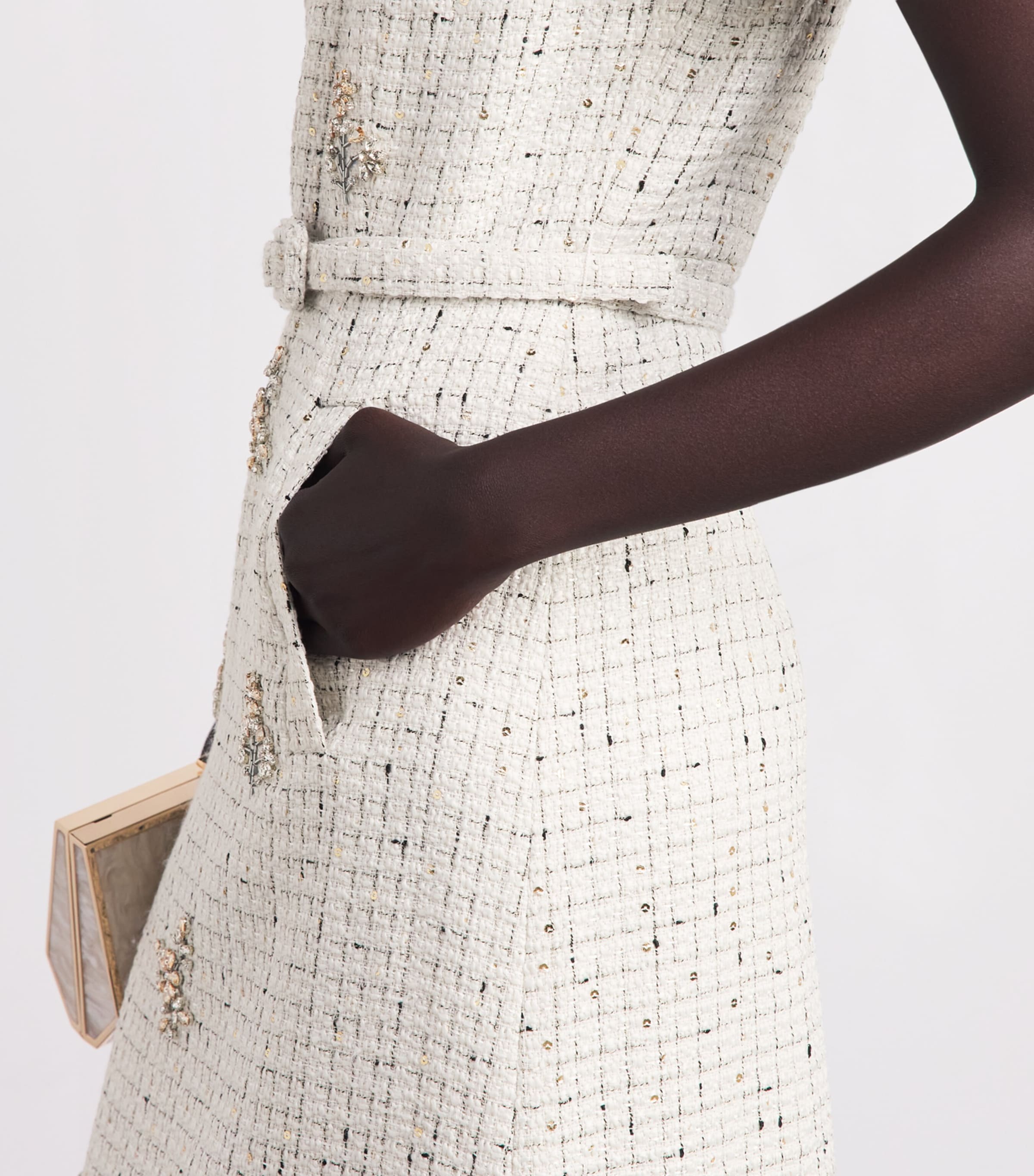 Huishan Zhang Womens Tweed Genevieve Midi Dress White Image 5