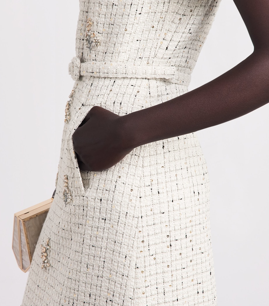 Huishan Zhang Womens Tweed Genevieve Midi Dress White Image 5