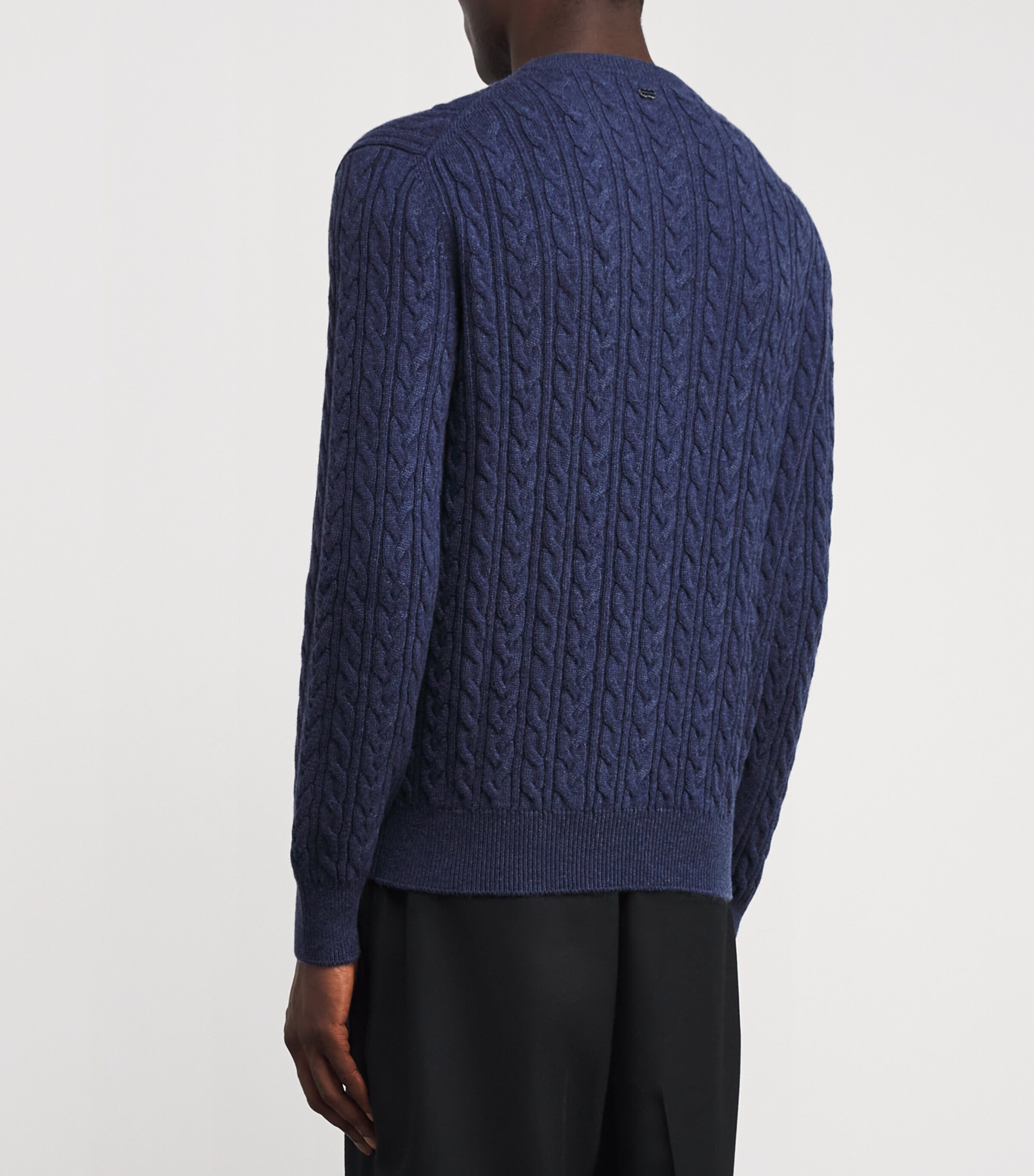 Agnona Mens Cashmere Cable-Knit Sweater Blue Stone Image 4