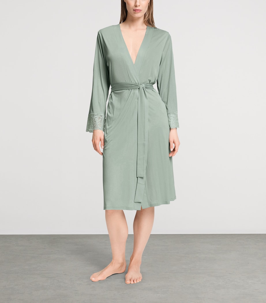 Hanro Womens Modal Lace-Trim Robe Mystic Breeze Image 2