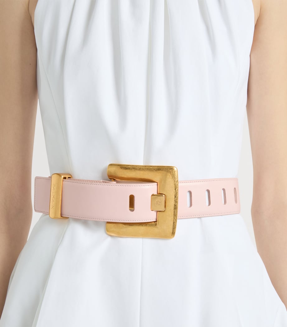 Balmain Leather Anthem Belt Rose Pale Image 2