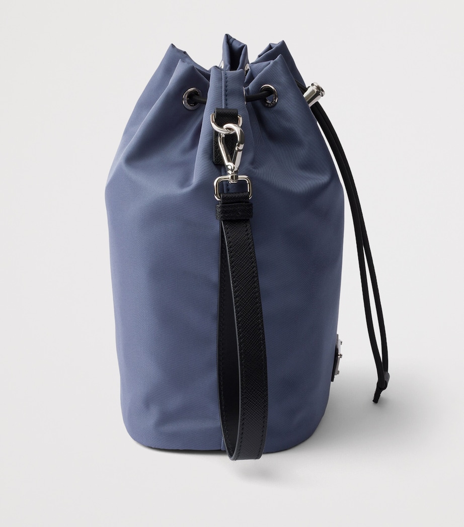 Prada Re-Nylon and Saffiano Leather Pouch Blue Image 5