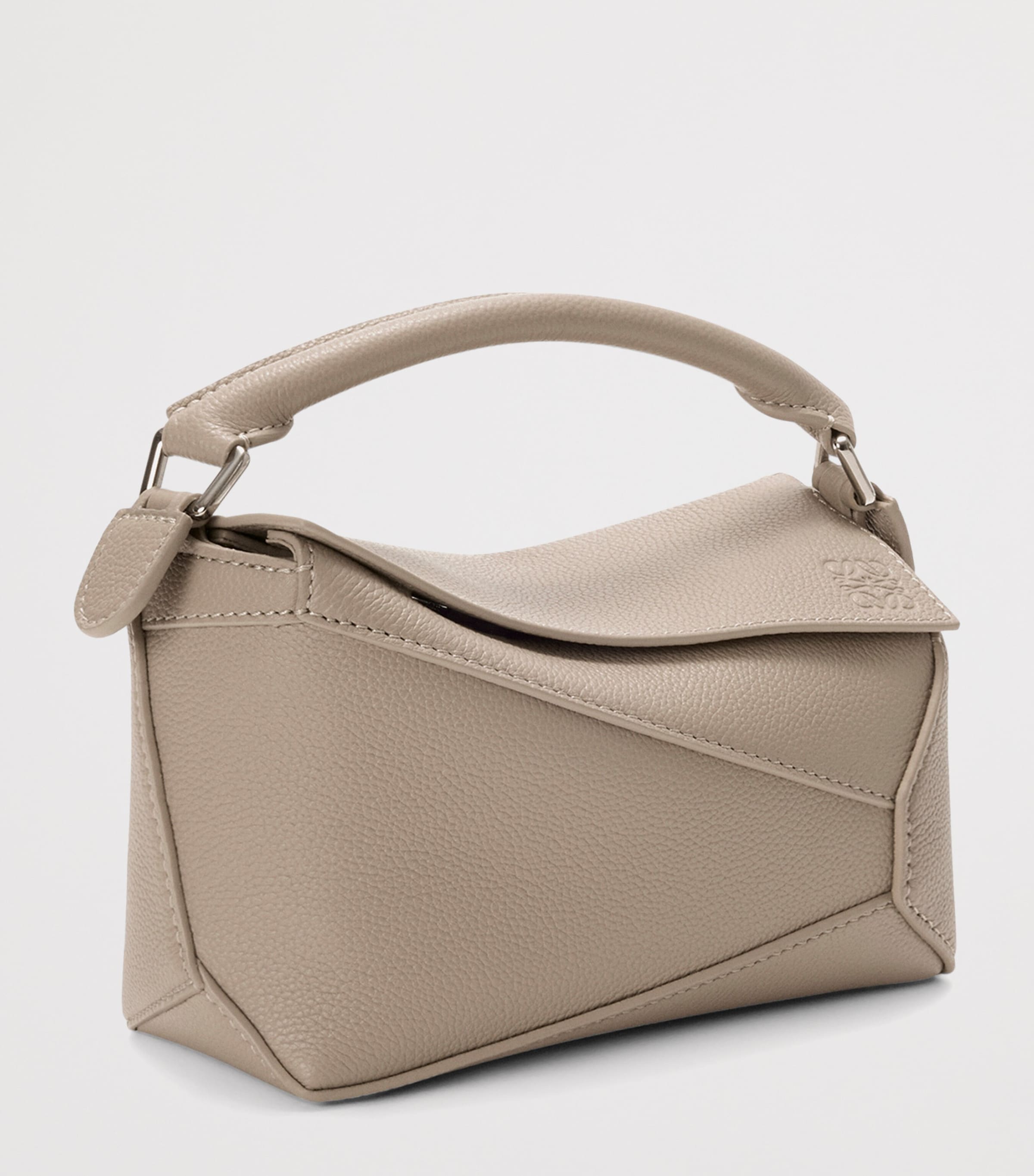 Mini Leather Puzzle Edge Top-Handle Bag CLAY Image 2