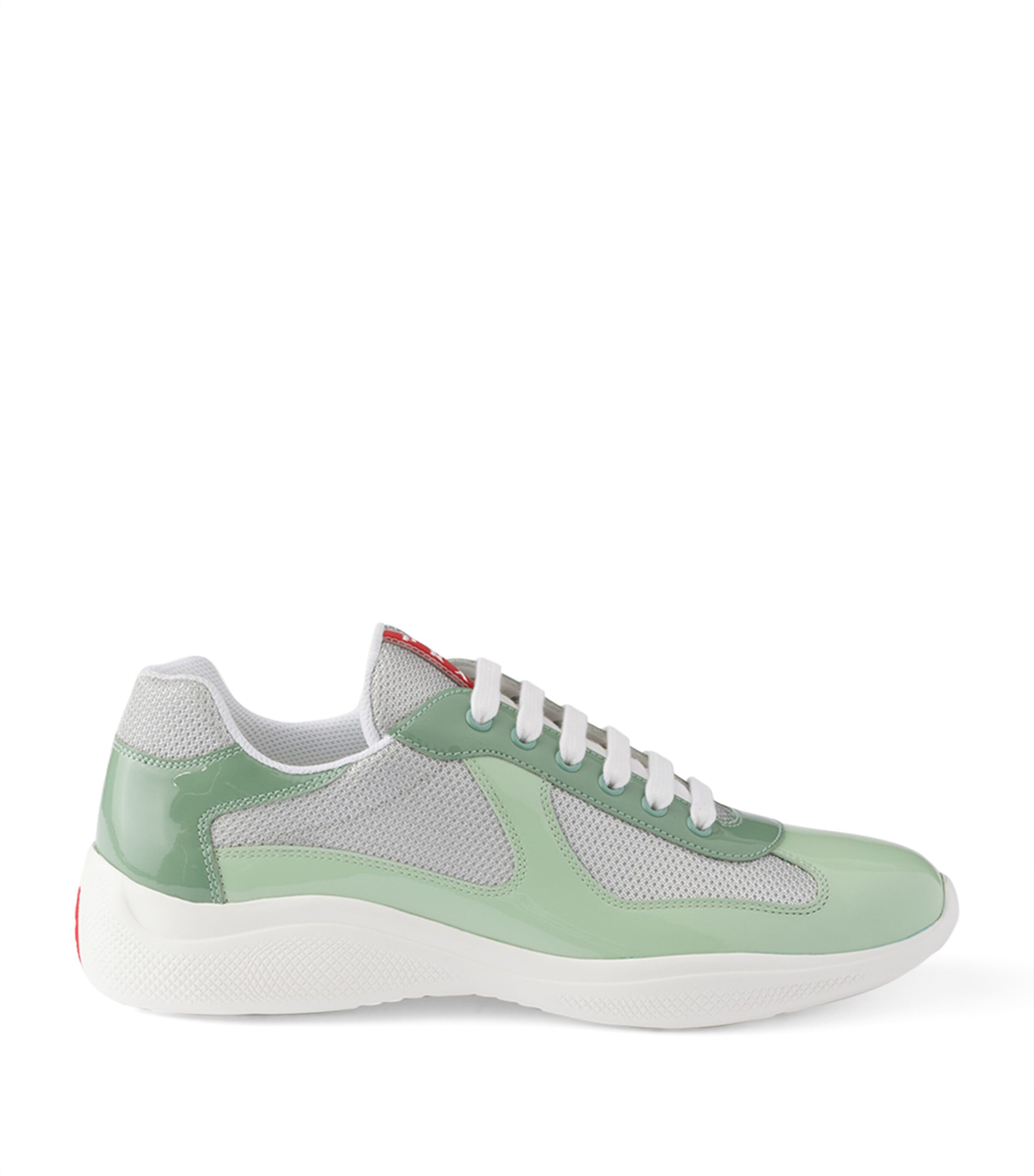 Prada Patent Leather-Mesh America's Cup Sneakers Green Image 1