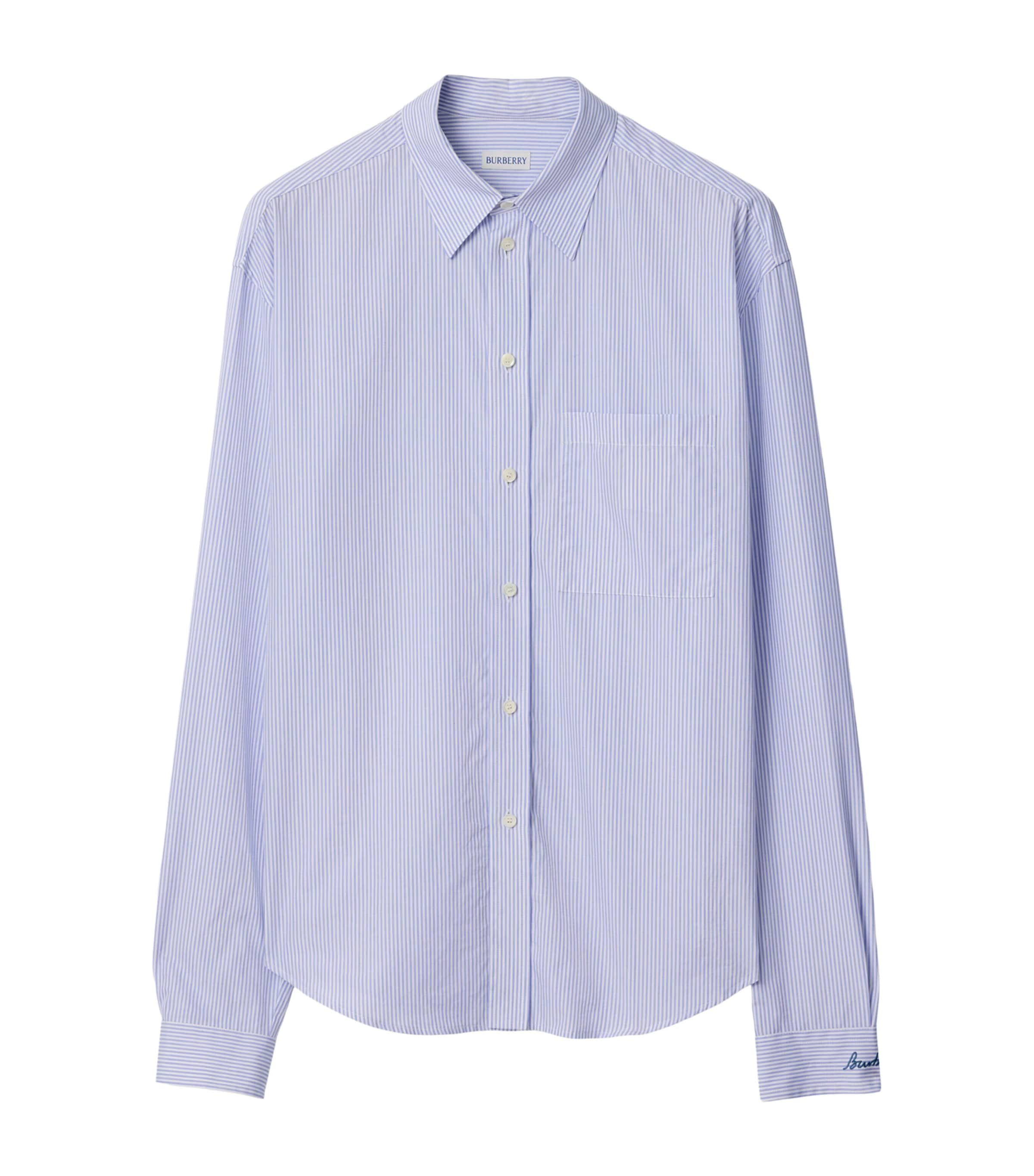 Cotton Poplin Stripe Shirt RAIN WHITEBRLLNT BL Image 1