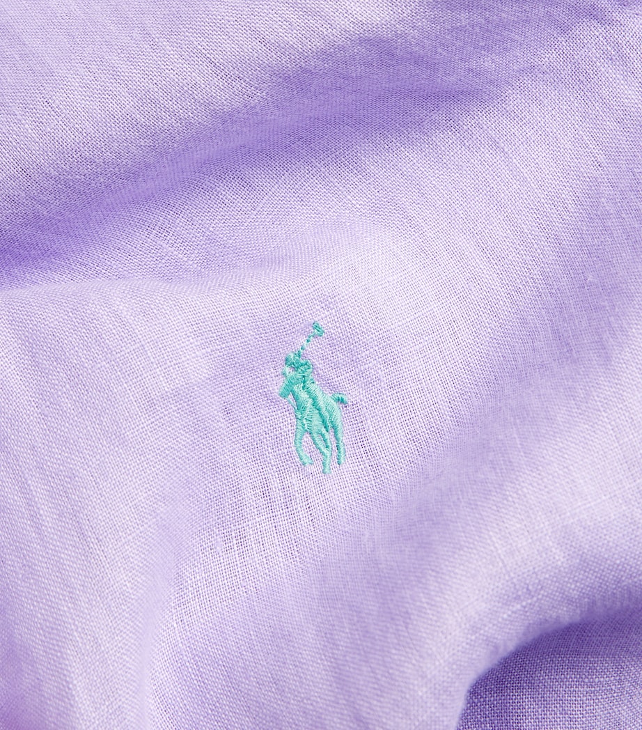 Polo Ralph Lauren Mens Linen Custom Fit Shirt Purple Image 4