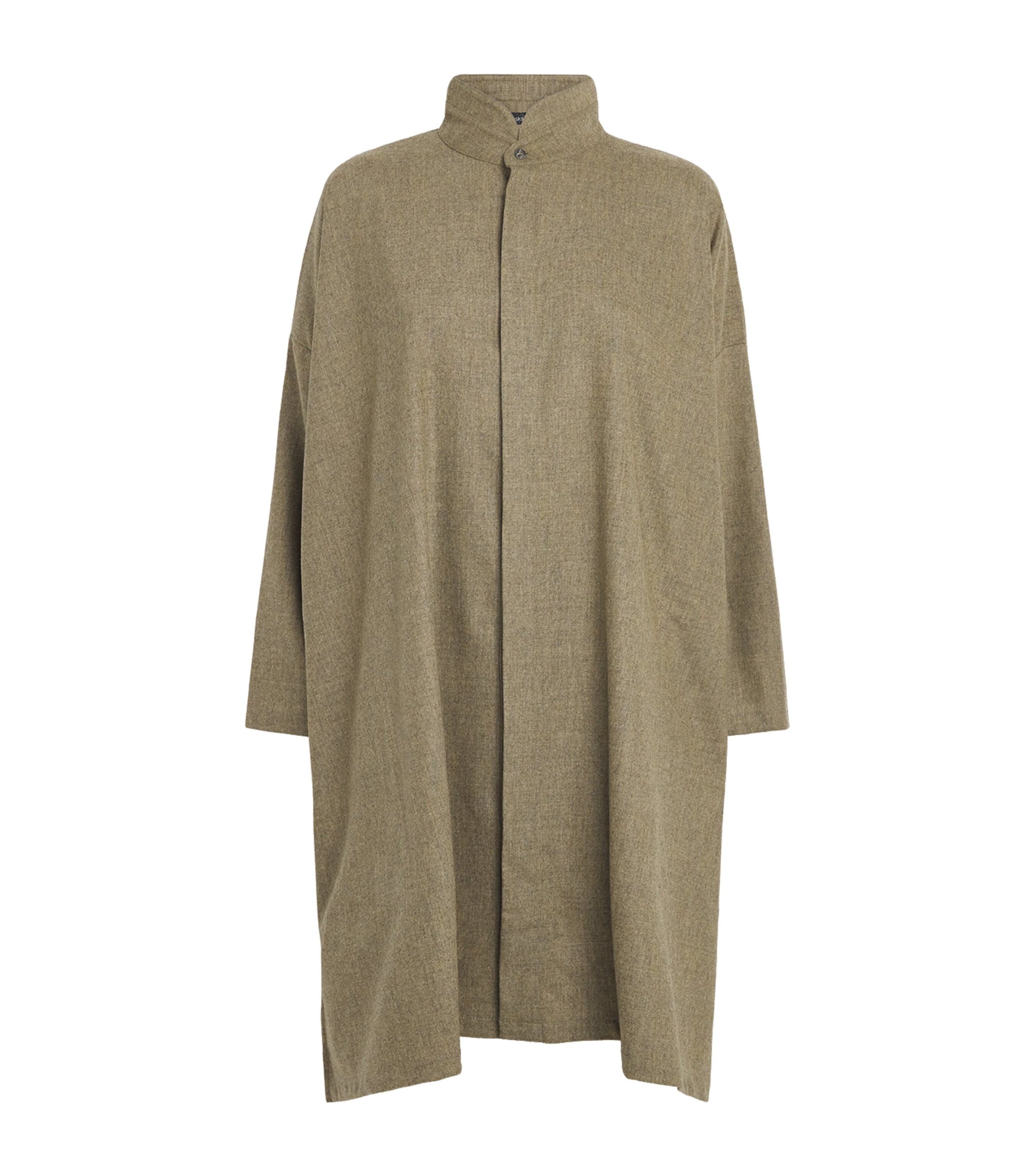 Eskandar Cashmere-wool Double Stand-collar Shirt In Brown