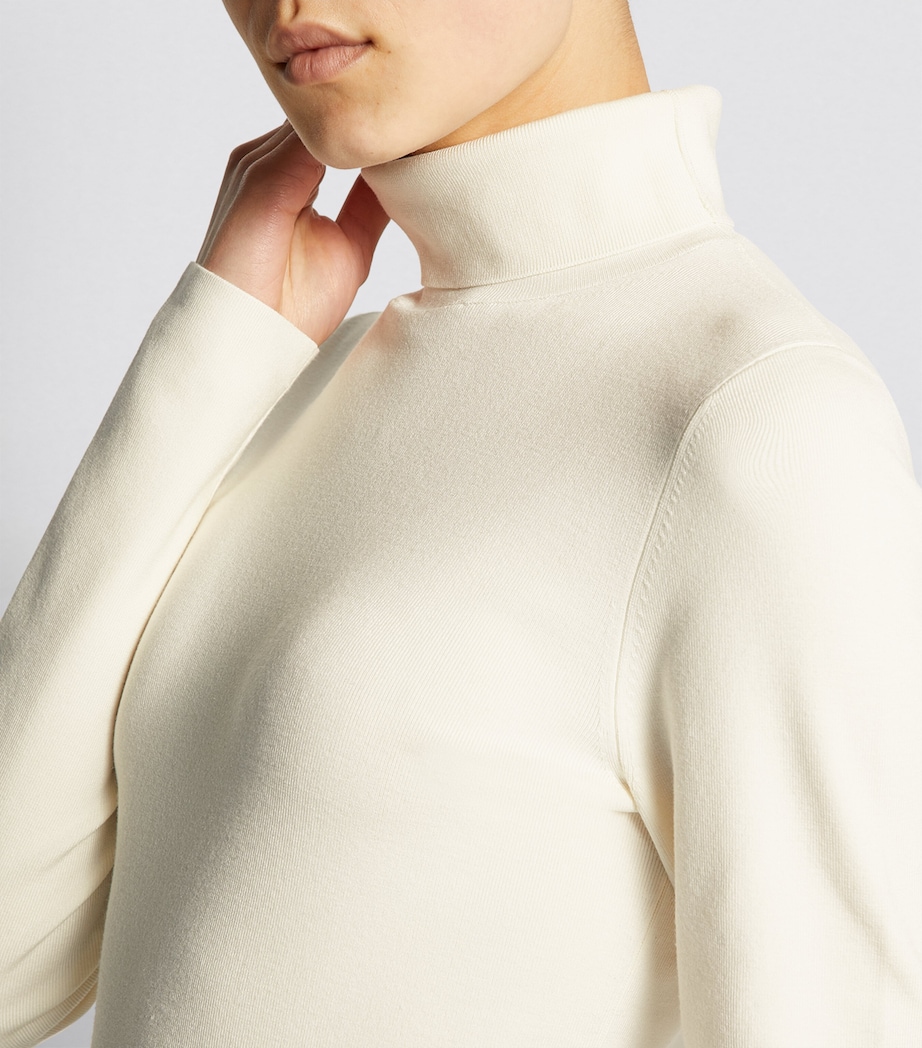 Silk Stretch High Neck Top IVORY Image 6