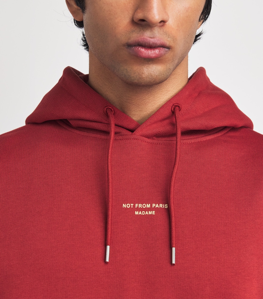 Drôle De Monsieur Mens Cotton Slogan Hoodie Dark Red Image 3