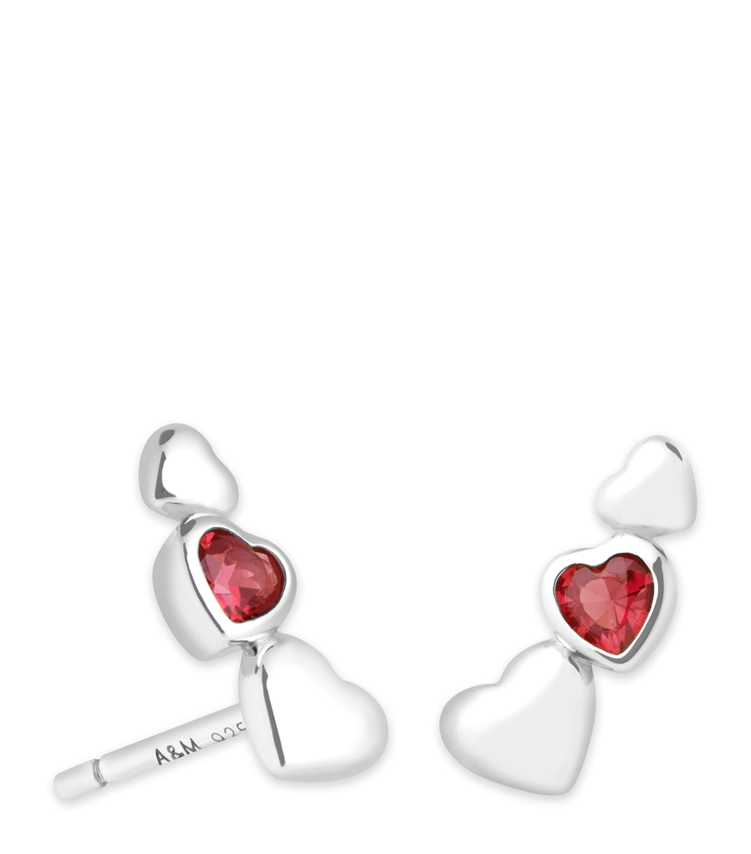 Astrid & Miyu Rhodium-plated Silver Heart Stud Earrings In Silver