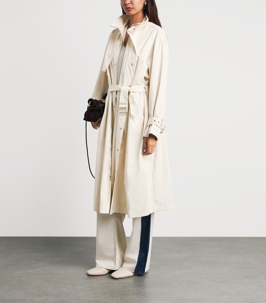 FRAME Womens Cotton The Field Trench Coat Ecru Image 2