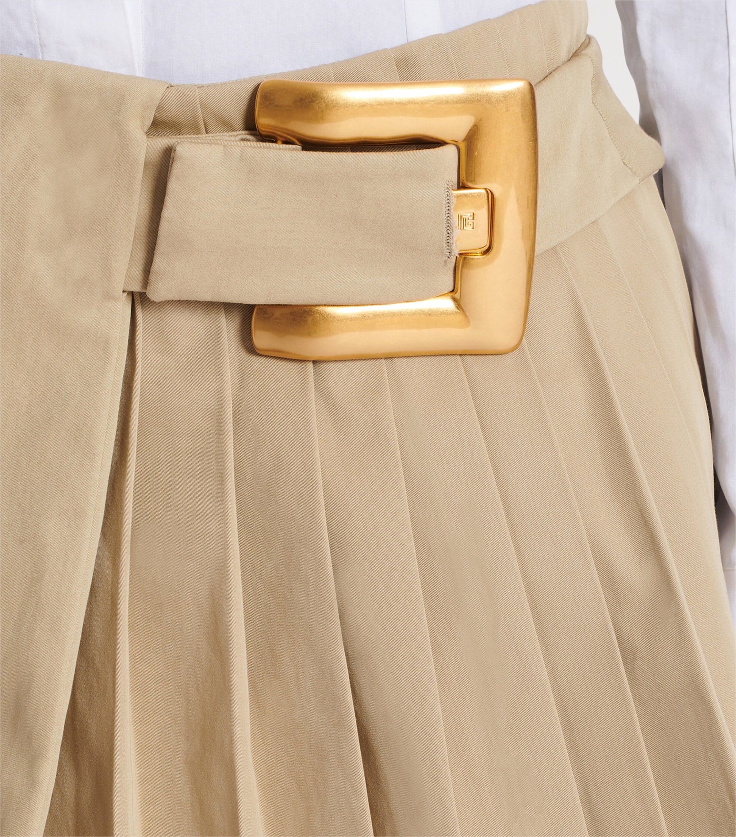 Cotton Gabardine Belted Mini Skirt 0AN SABLE Image 6