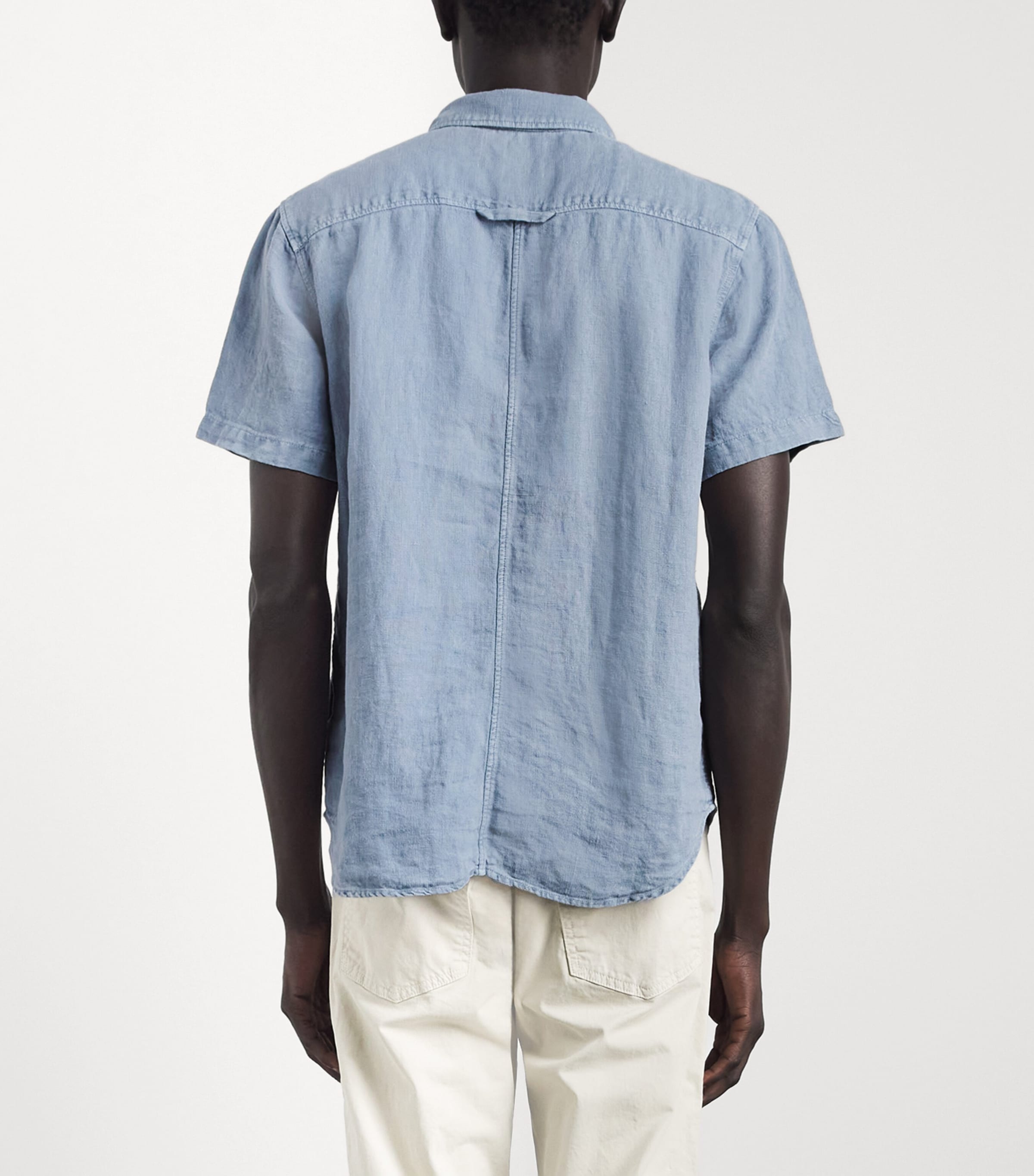 Citizens of Humanity Mens Linen Short-Sleeve Shirt Stone Blue Image 5