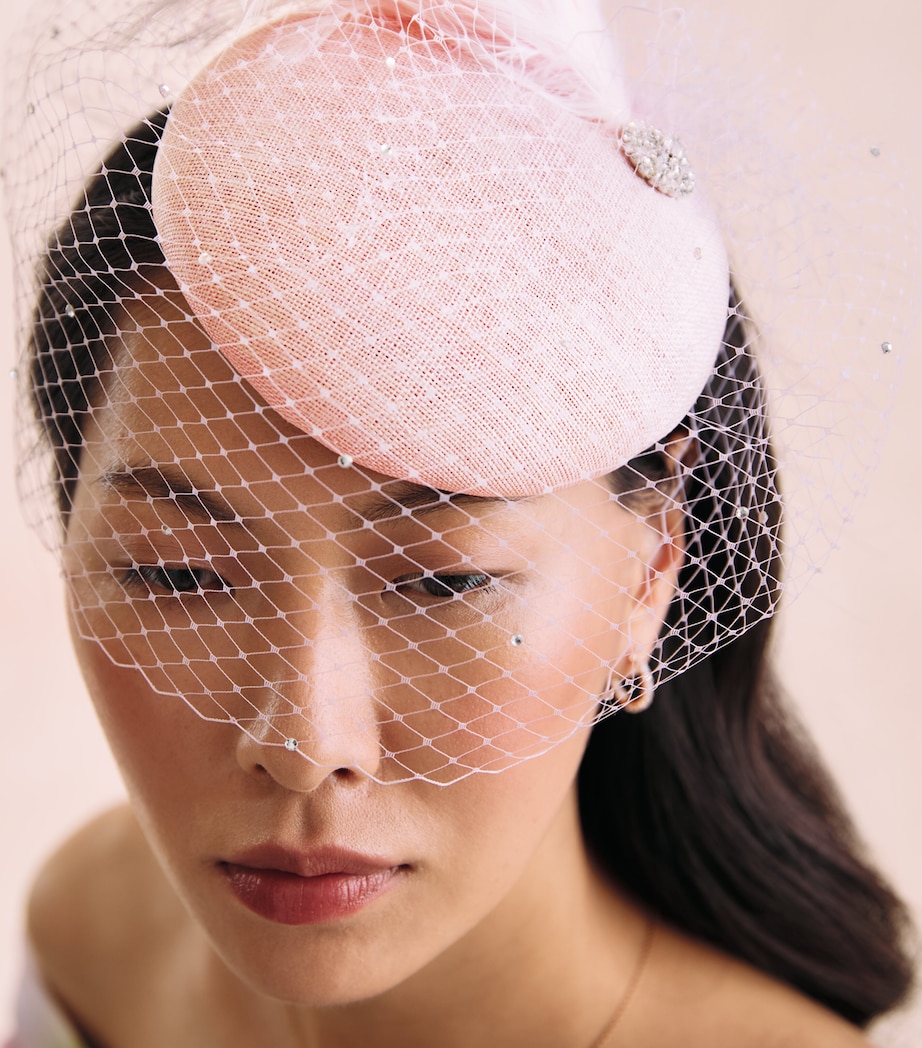 Victoria Grant Sinamay Straw Feathered Bellini Fascinator Baby Pink Image 3