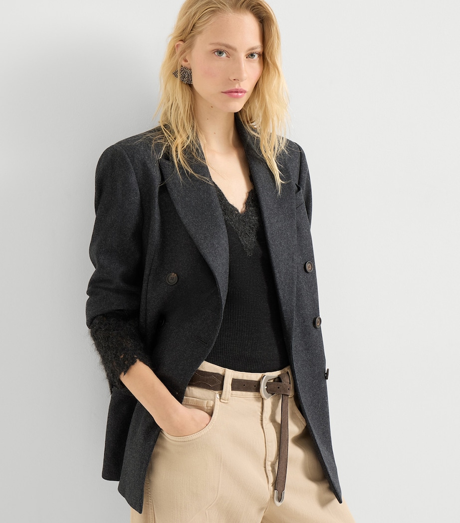 Lace-Detail Double-Breasted Blazer C006 Image 5