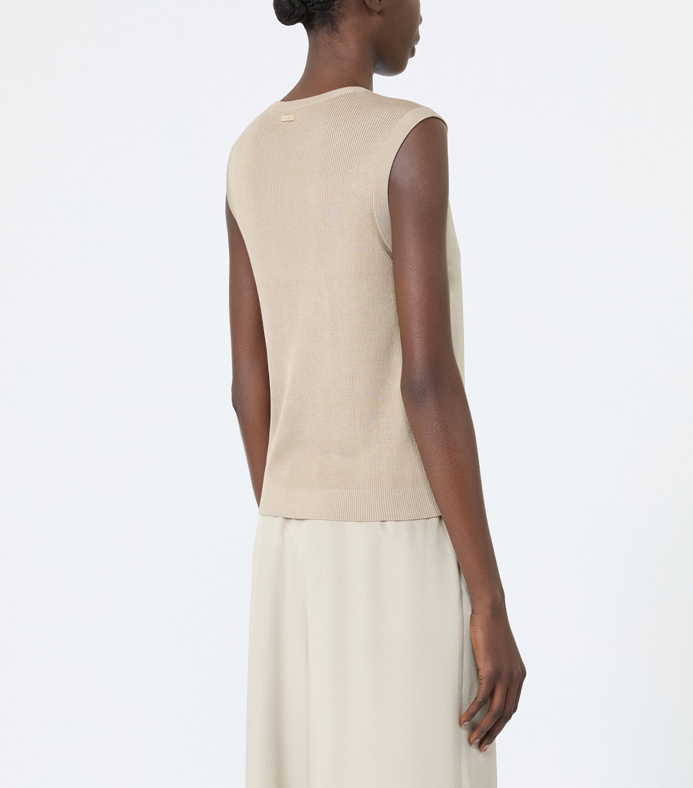 Max Mara Womens Silk-Cashmere Tank Top Stone Image 4