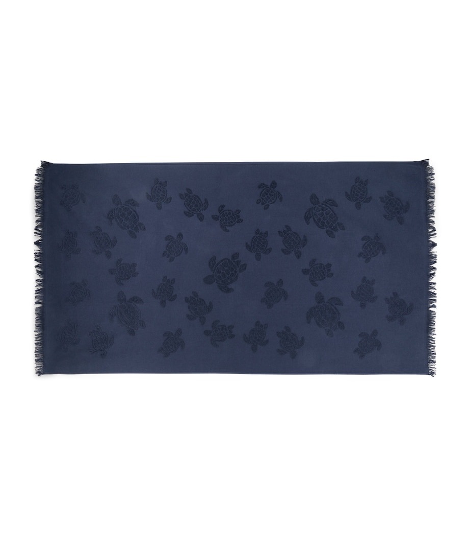 Organic Cotton Santah Ronde des Tortues Towel (100cm x 180cm) BLEU MARINE Image 2