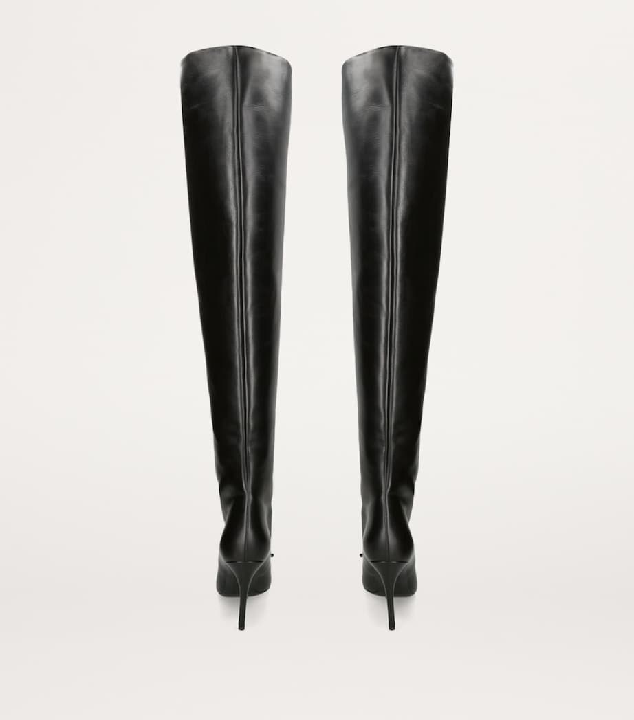 Leather Bow Over-The-Knee Boots 90 BLACK Image 3