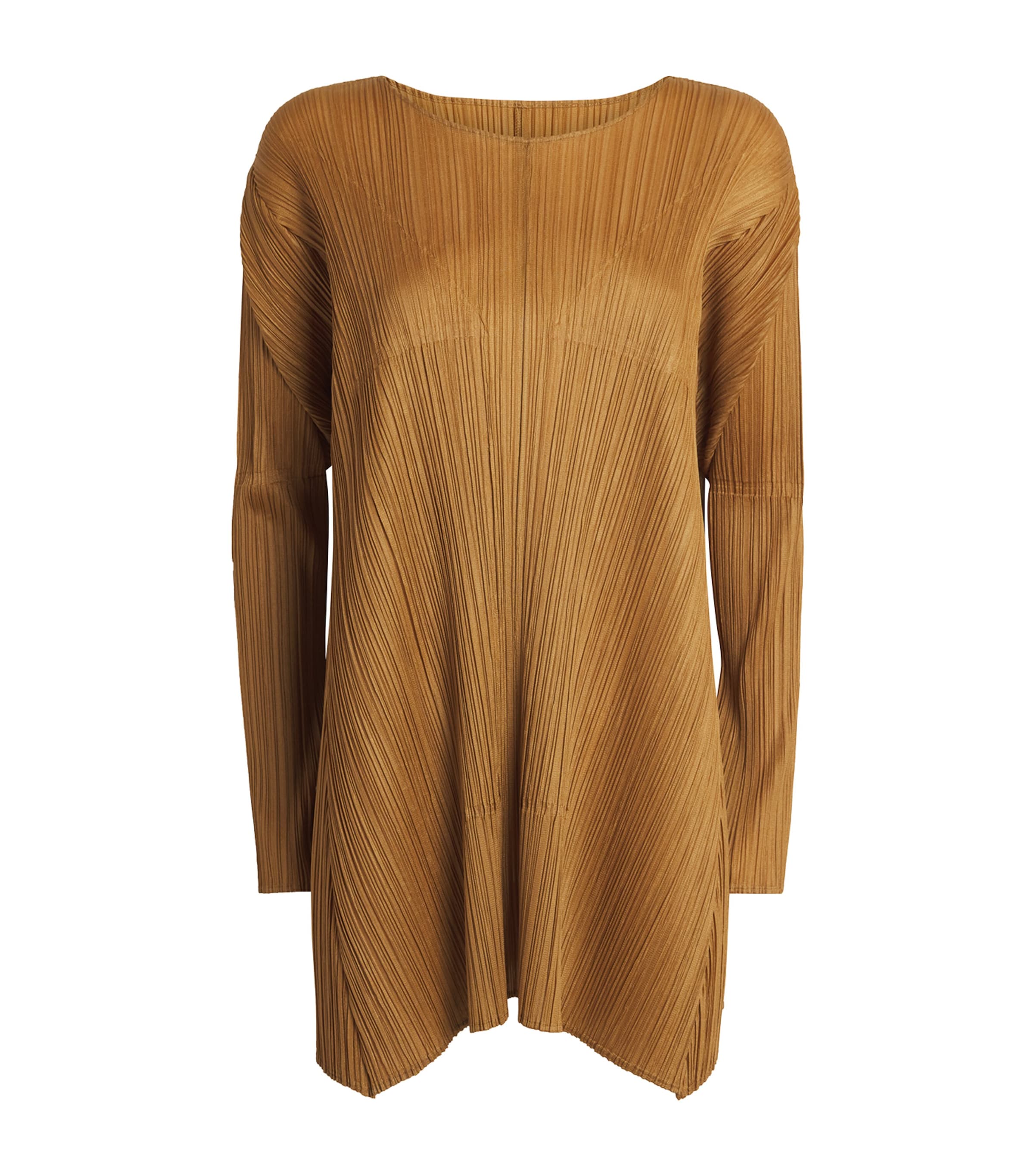 Pleats Please Issey Miyake Womens Efficient Square 2 Top Camel Brown Image 1