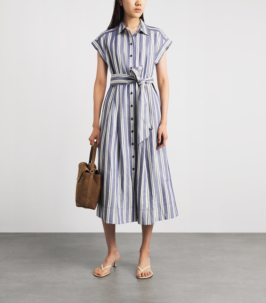 ME+EM Womens Stripe Midi Shirt Dress Blue/multi Image 2