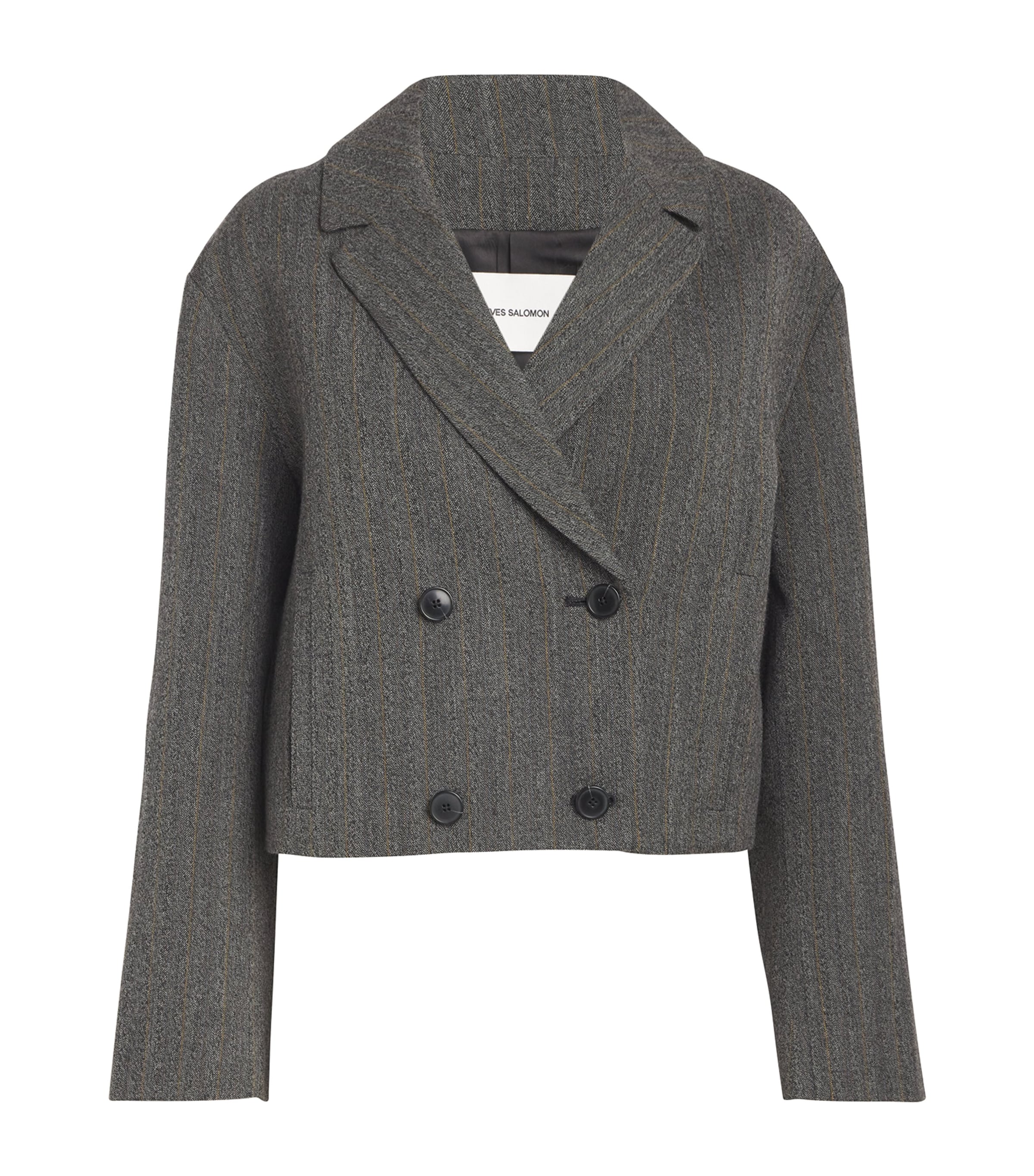 Yves Salomon Wool-blend Cropped Blazer In Gray