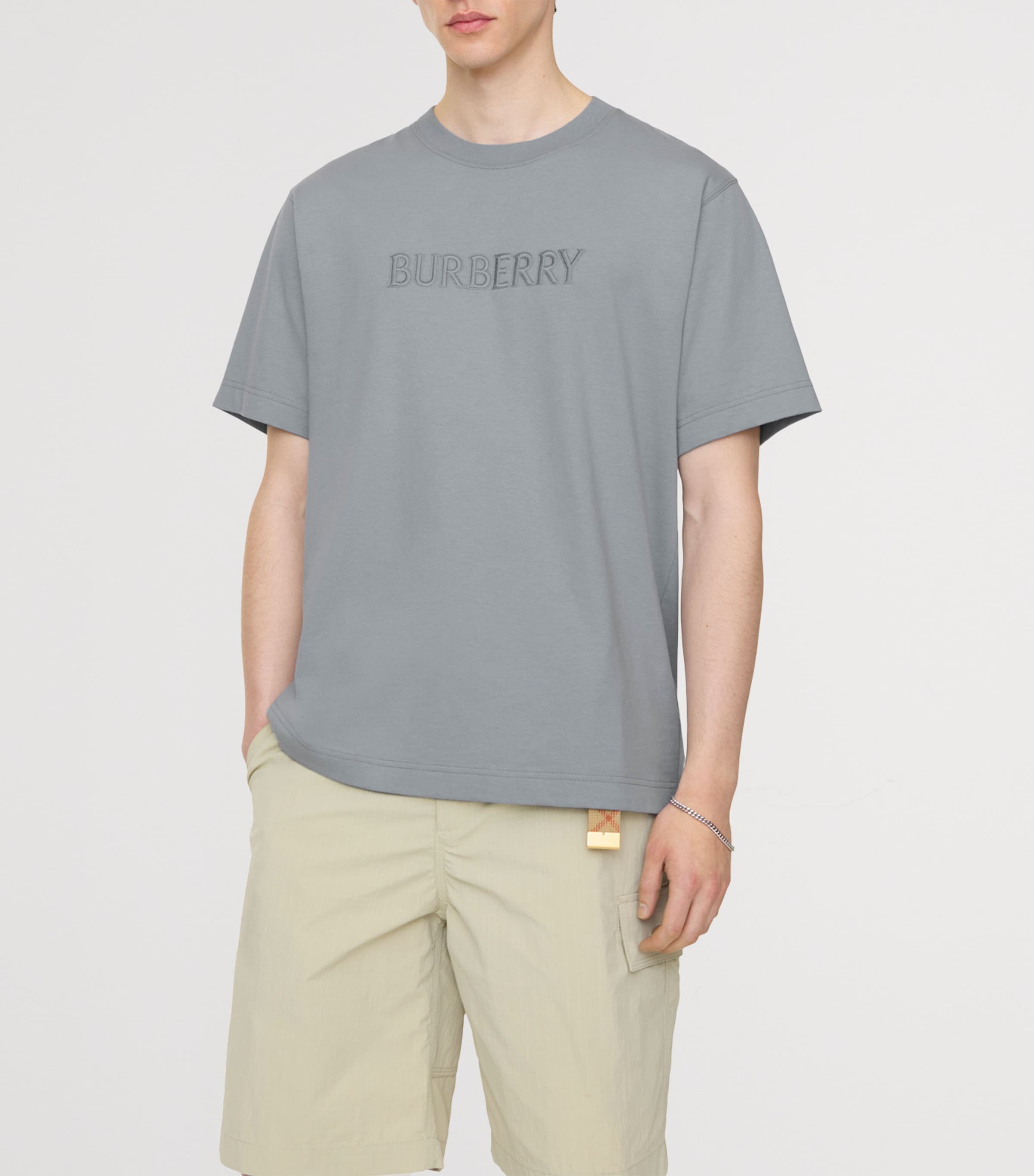 Burberry Mens Cotton Logo T-Shirt Forecast Grey Image 2