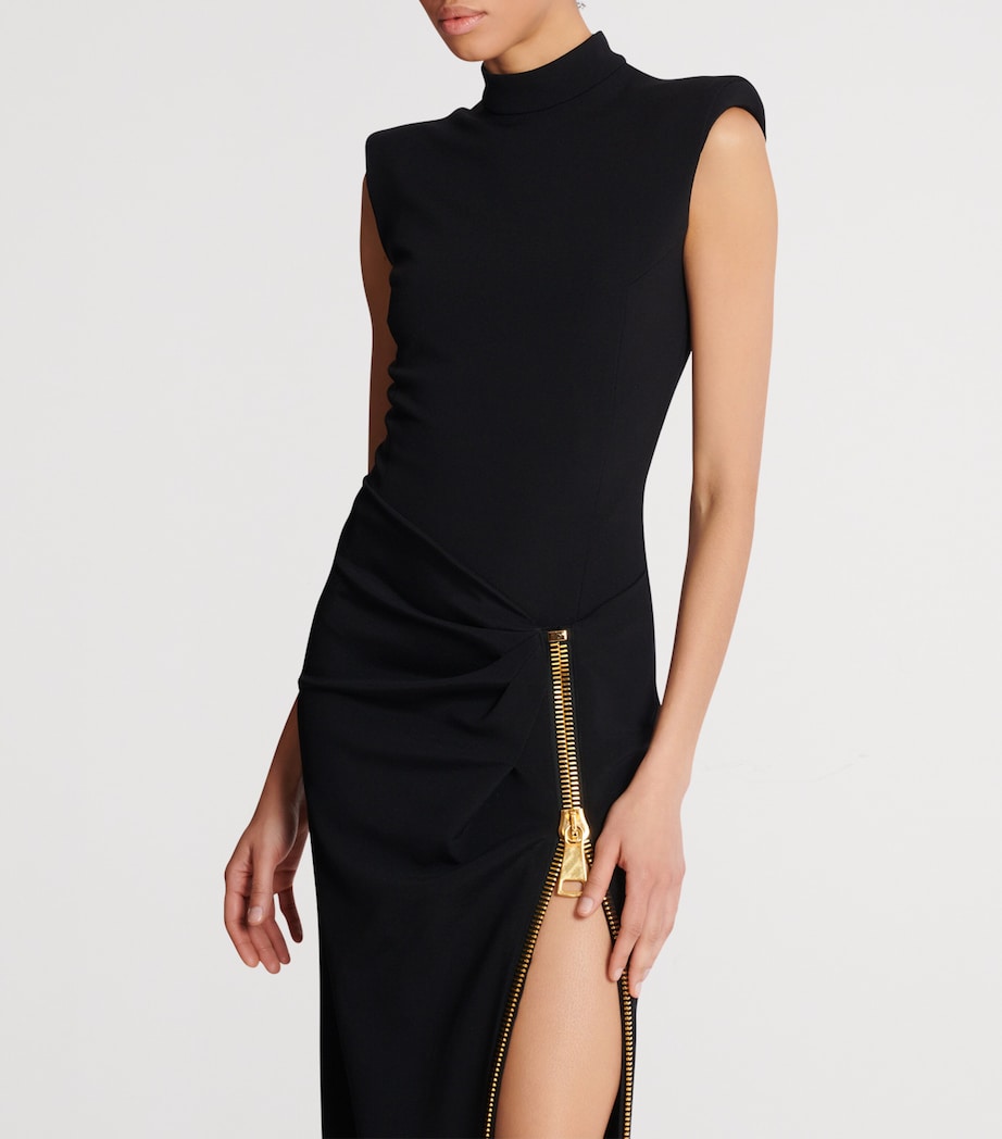Balmain Black Zip-Detail Split Maxi Dress | Harrods US Balmain Black Zip-Detail Split Maxi Dress | Harrods US