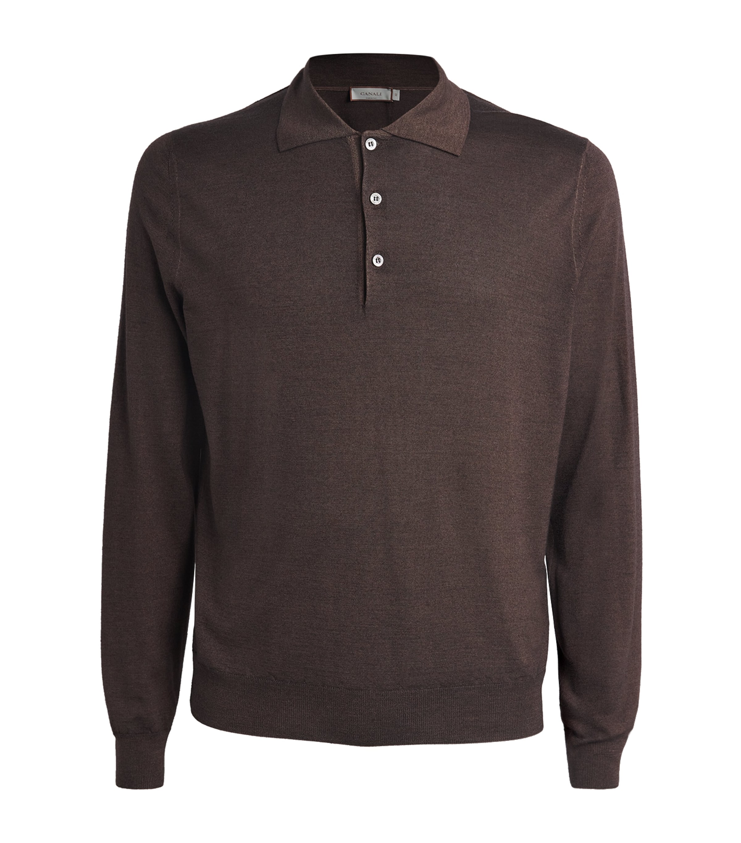 Shop Canali Wool-silk Polo Shirt In Brown