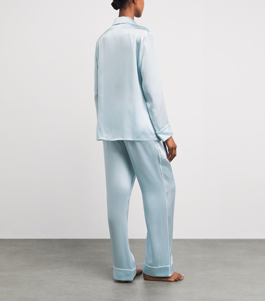 Olivia von Halle Womens Silk Coco Pyjama Set Powder Blue Image 4