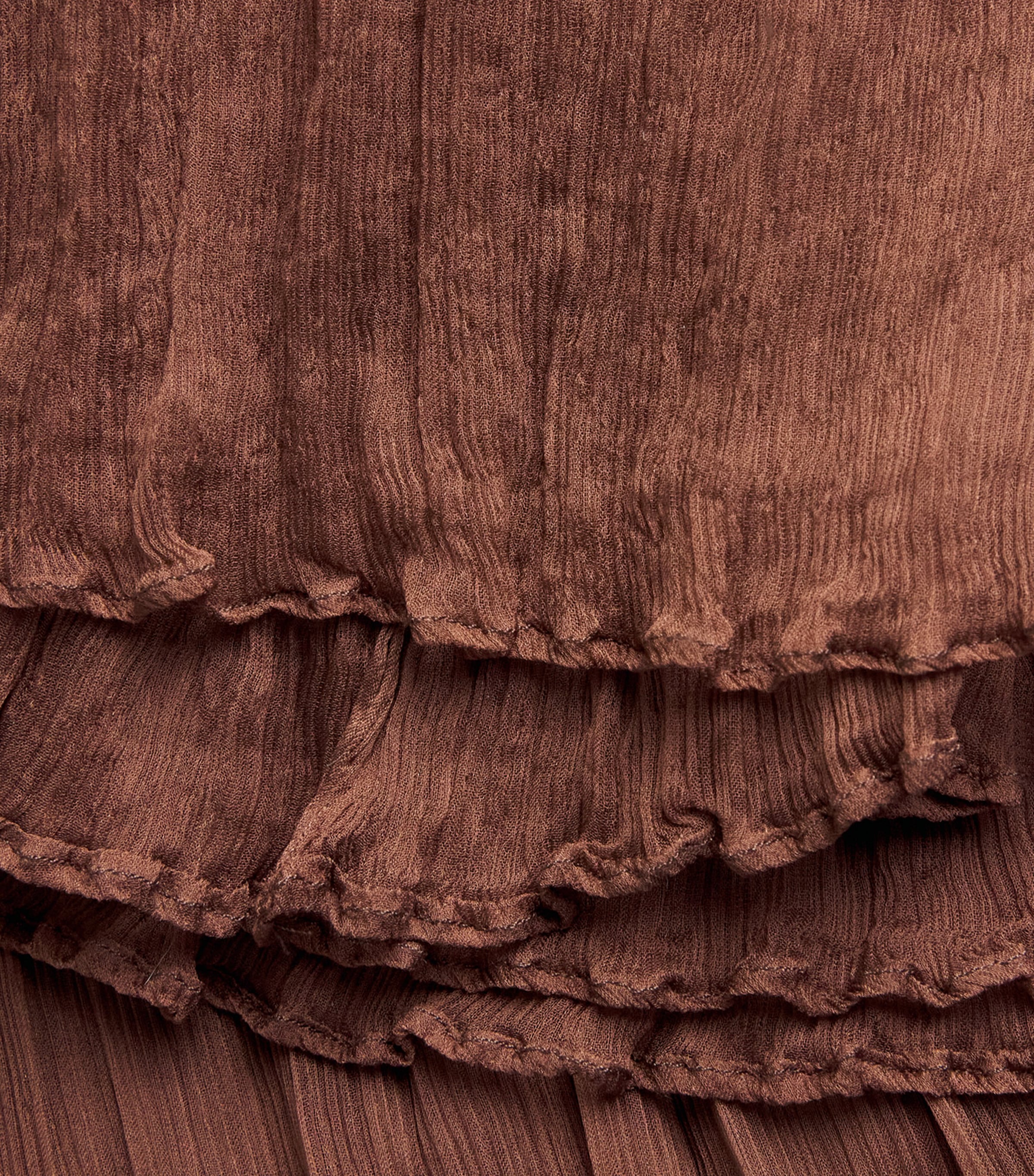 Moré Noir Womens Silk Chiffon Pleated Max Trousers Bitter Chocolate Image 6