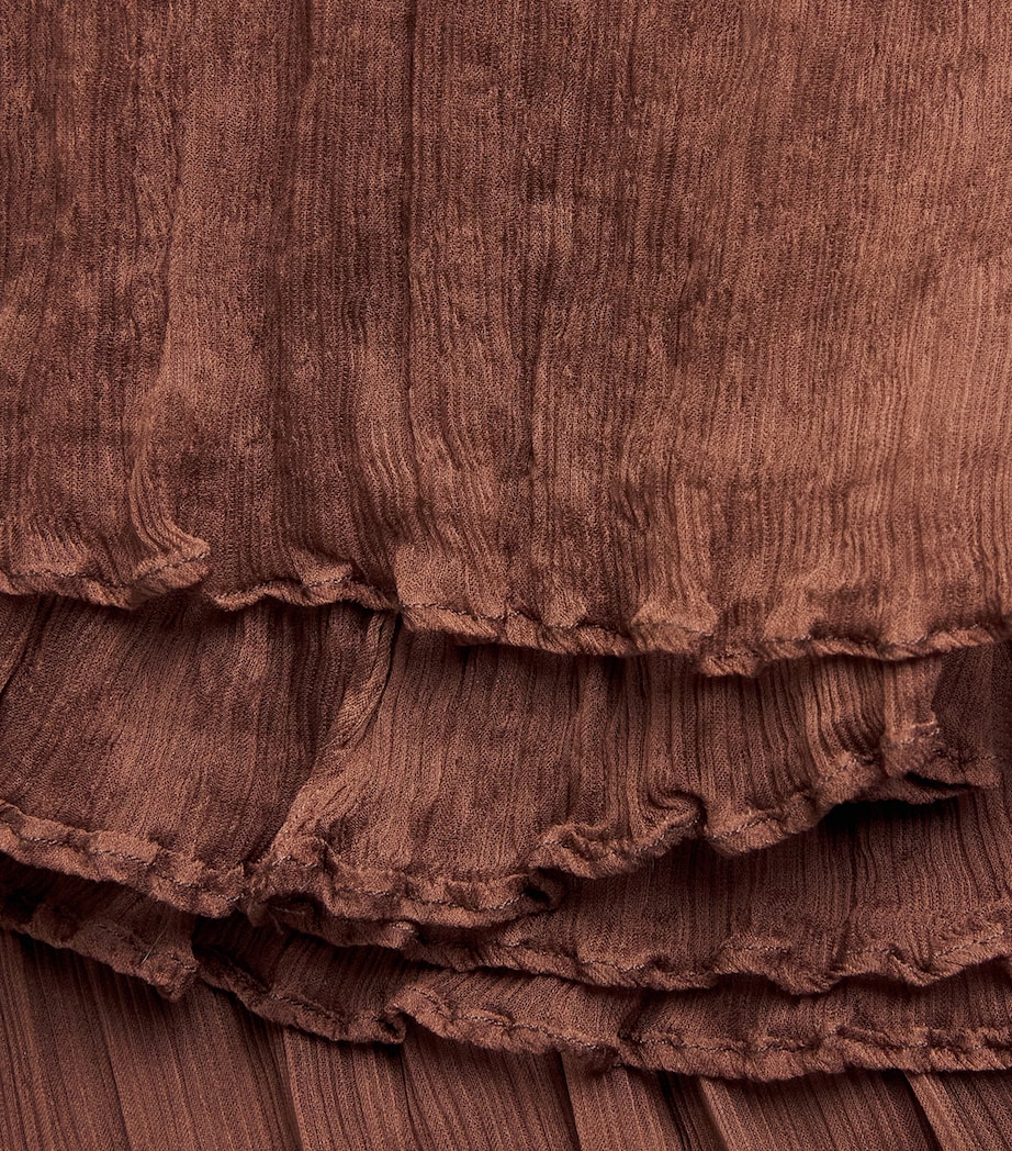 Moré Noir Womens Silk Chiffon Pleated Max Trousers Bitter Chocolate Image 6