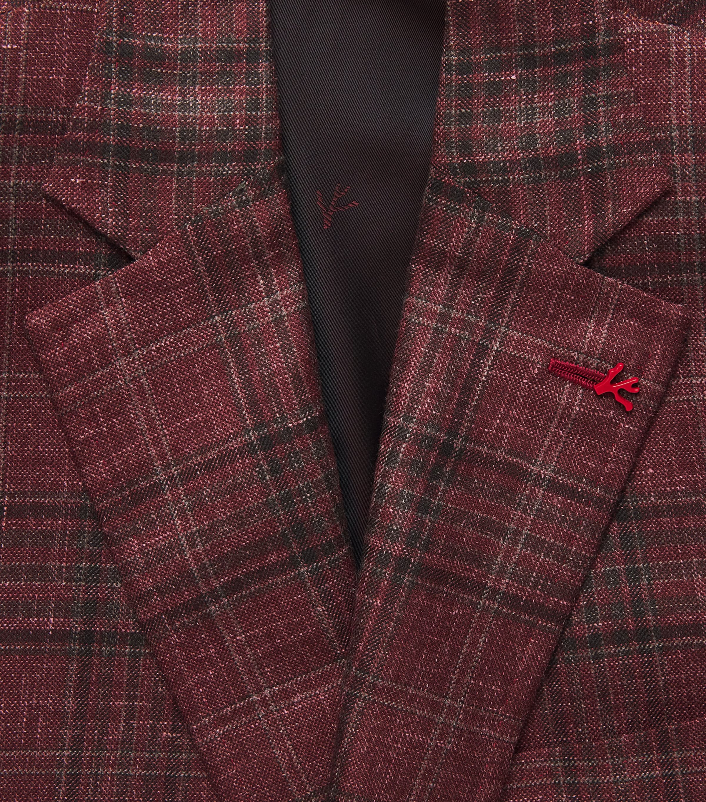 Isaia Mens Wool-Cashmere-Silk Check Capri Blazer Image 6