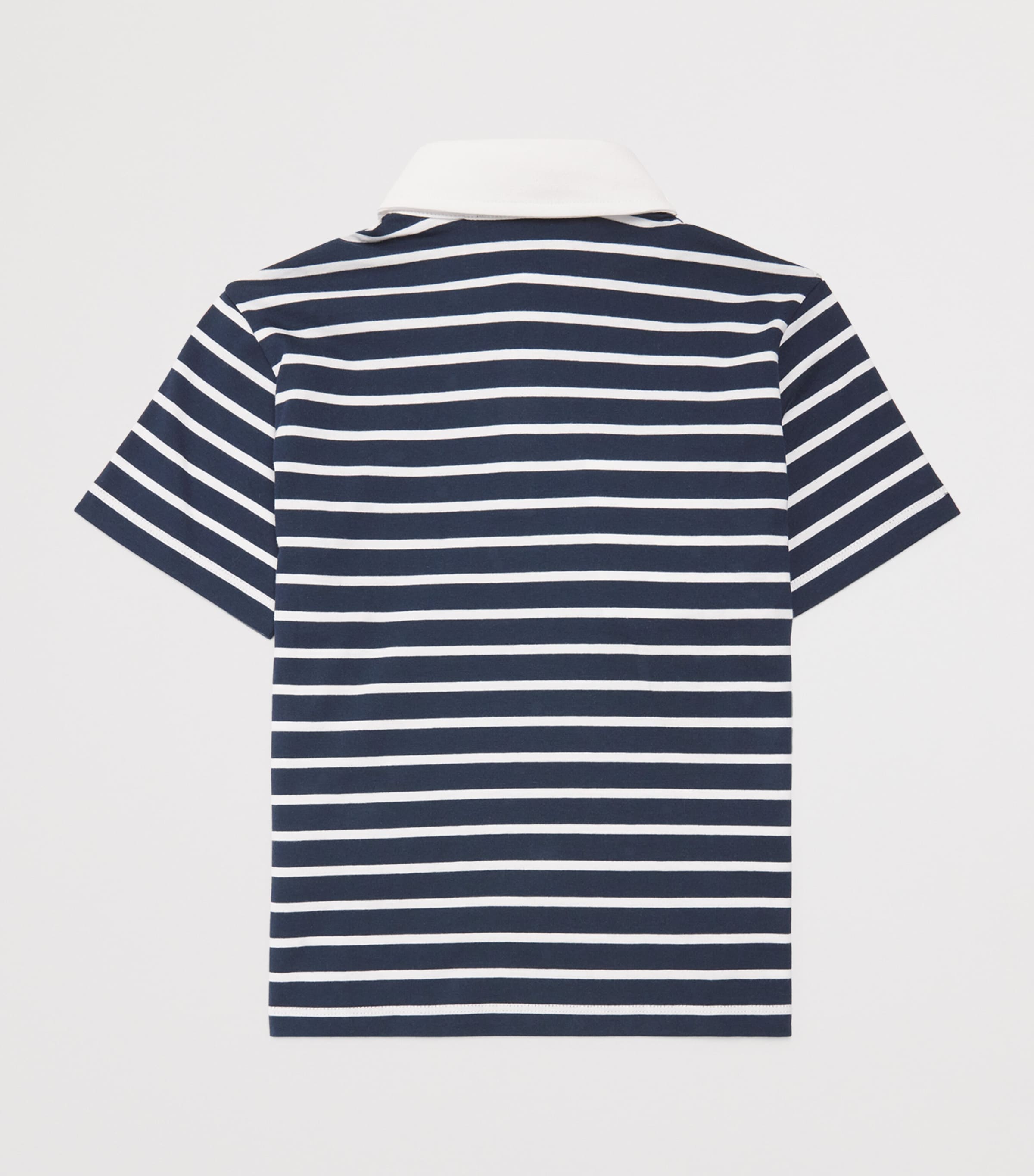 Cotton Stripe Polo Shirt (6-14 Years) 617BC BLUE/WHITE Image 2