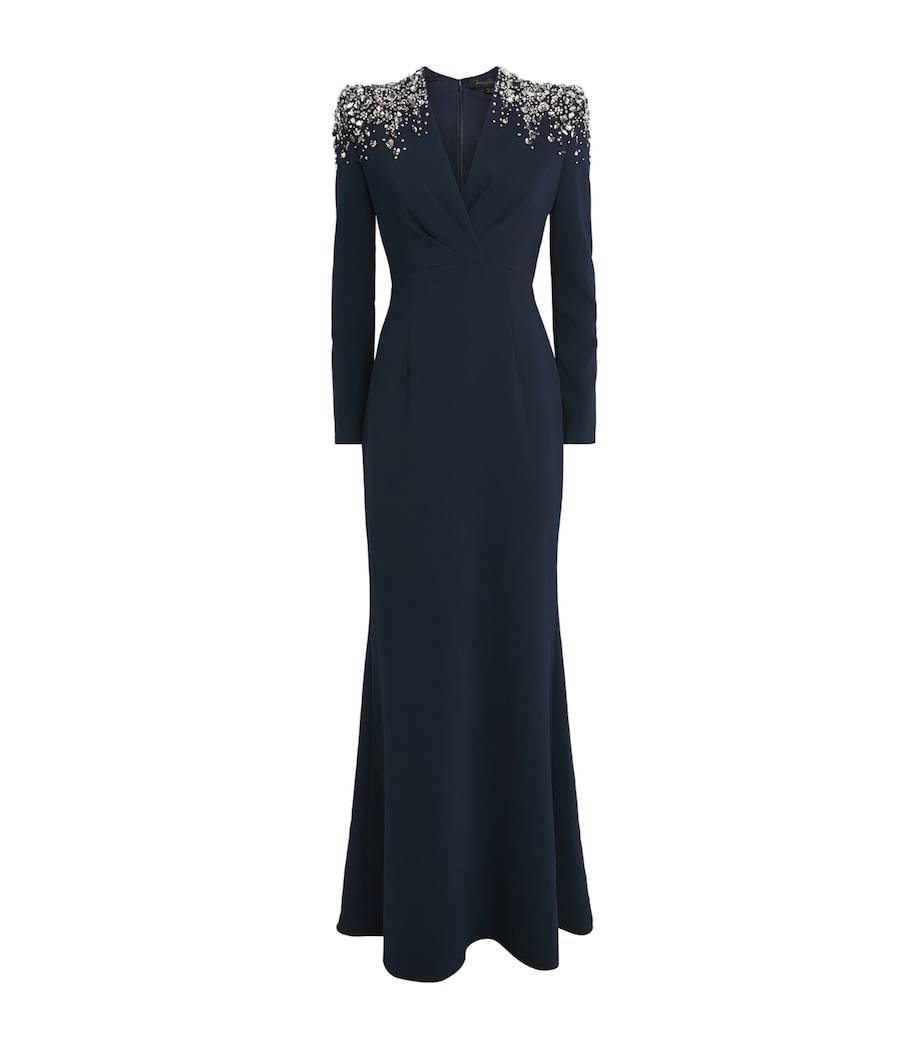Jenny Packham Womens Embellished Quicksilver Maxi Dress Ink Image 1