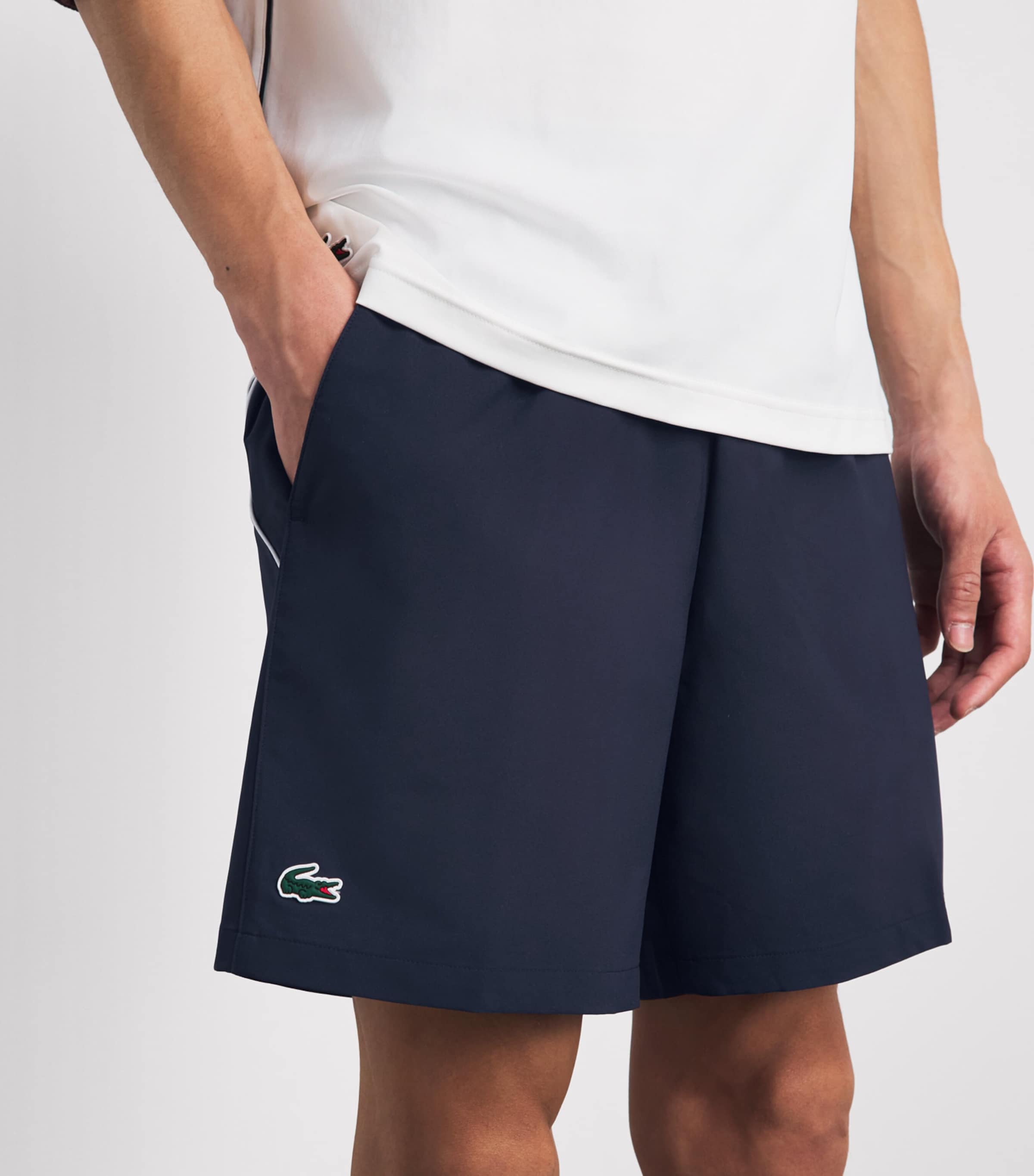 Lacoste Mens Stretch Taffeta Ultra Dry Tennis Shorts Navy Blue Image 3
