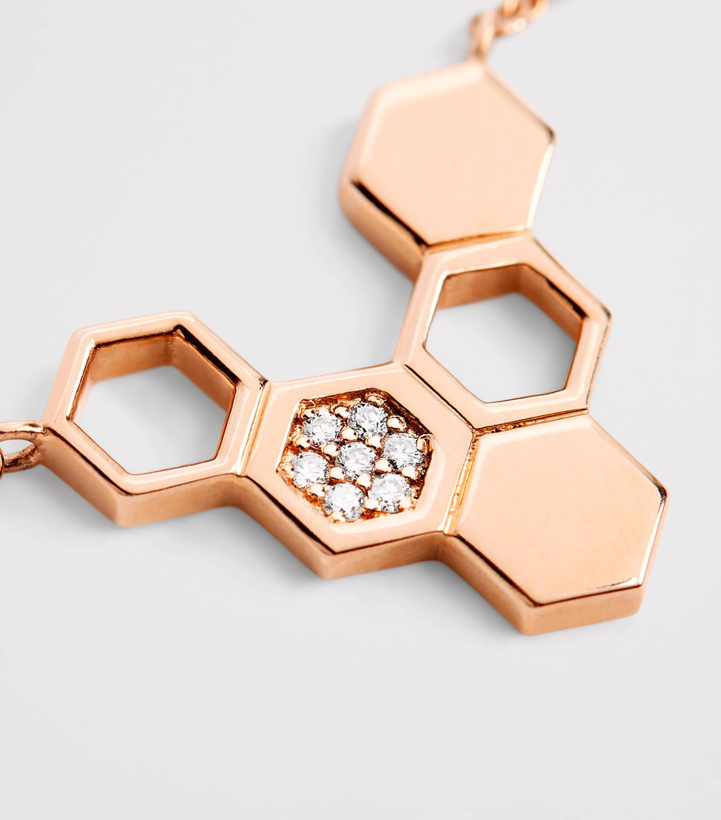 Rose Gold and Diamond Honeycomb Necklace ROSE GOLD Image 5